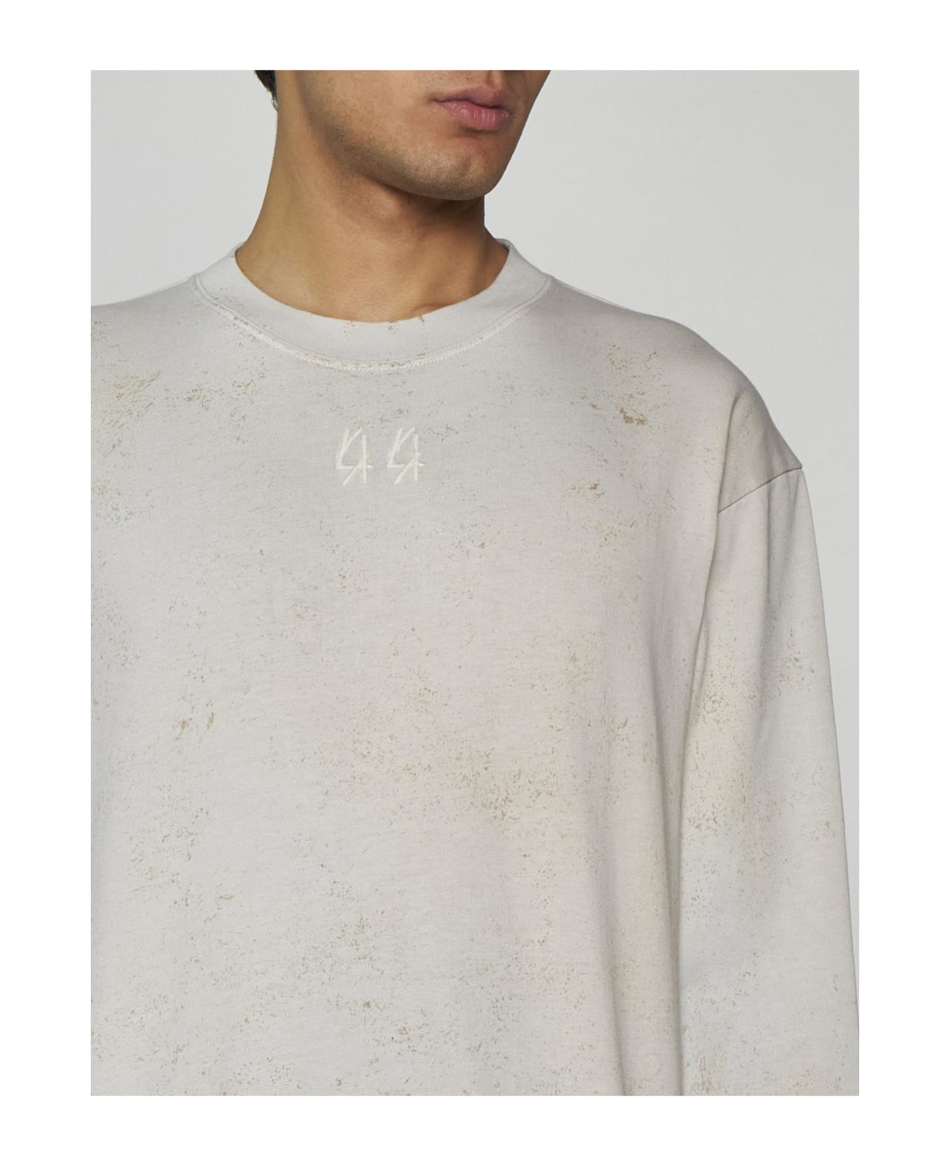 44 Label Group Back Holes Cotton Sweatshirt - Dirty white+gyps