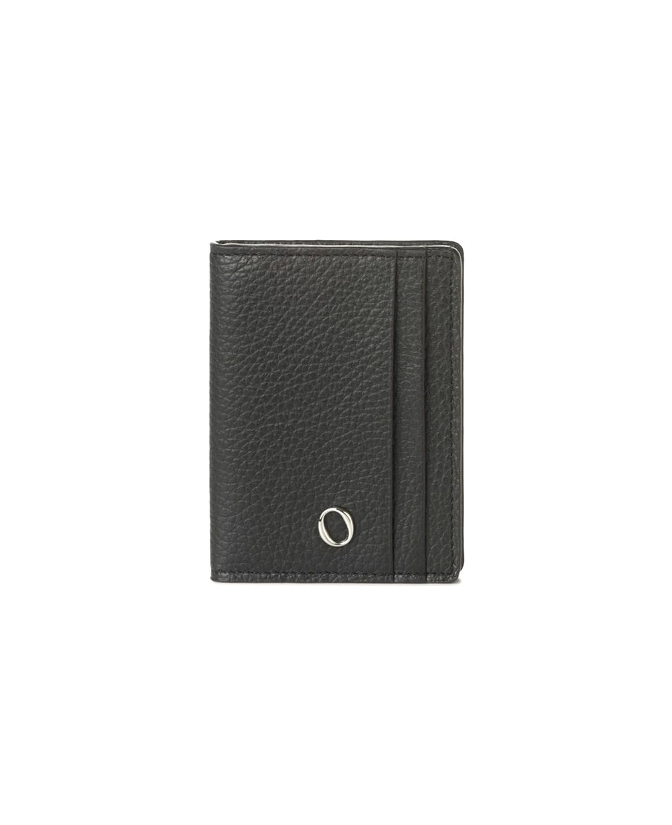 Orciani Micron Hinge Opening Leather Card Holder - Black バッグ
