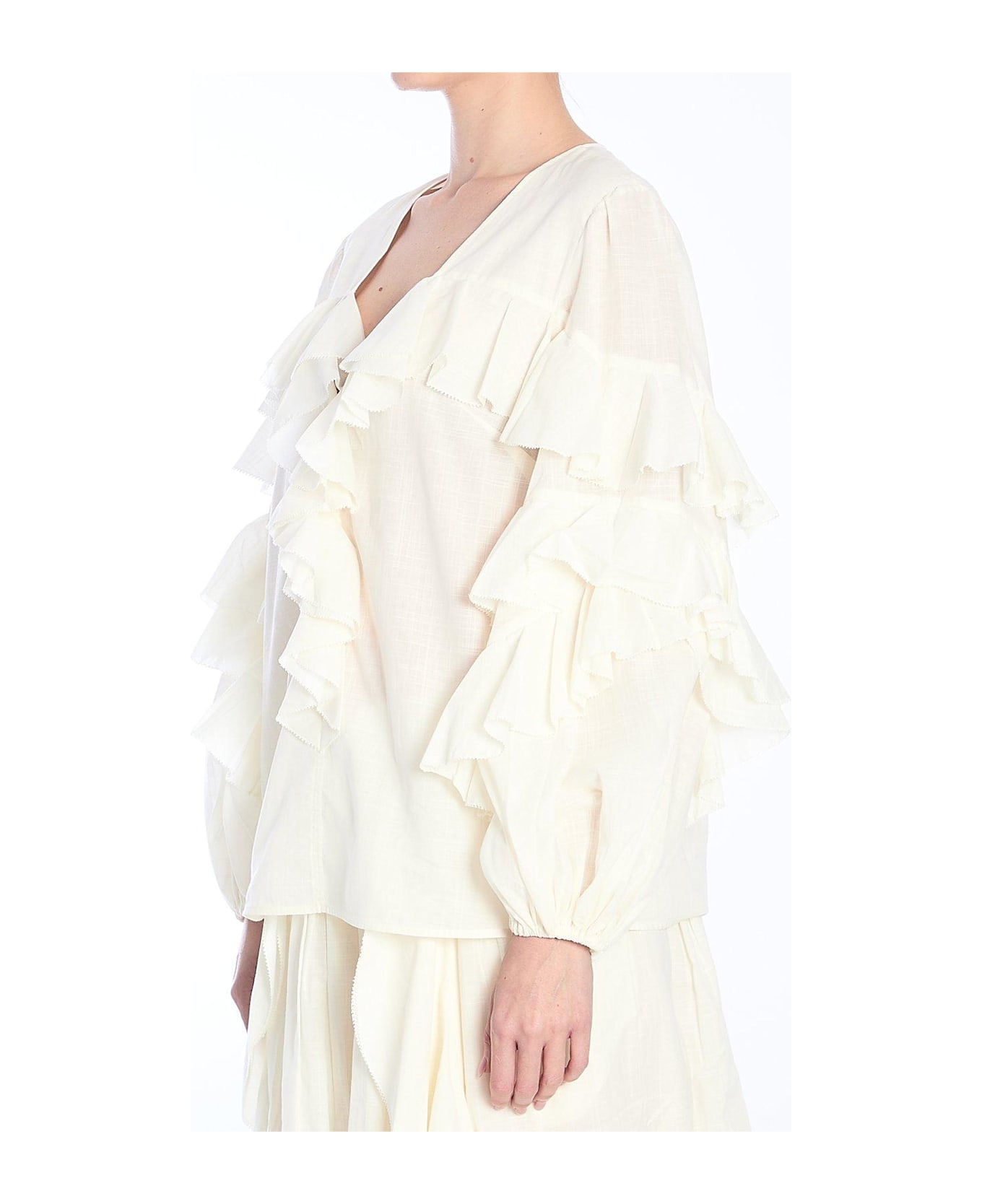 Zimmermann Ruffled Puff-sleeved Blouse - WHITE