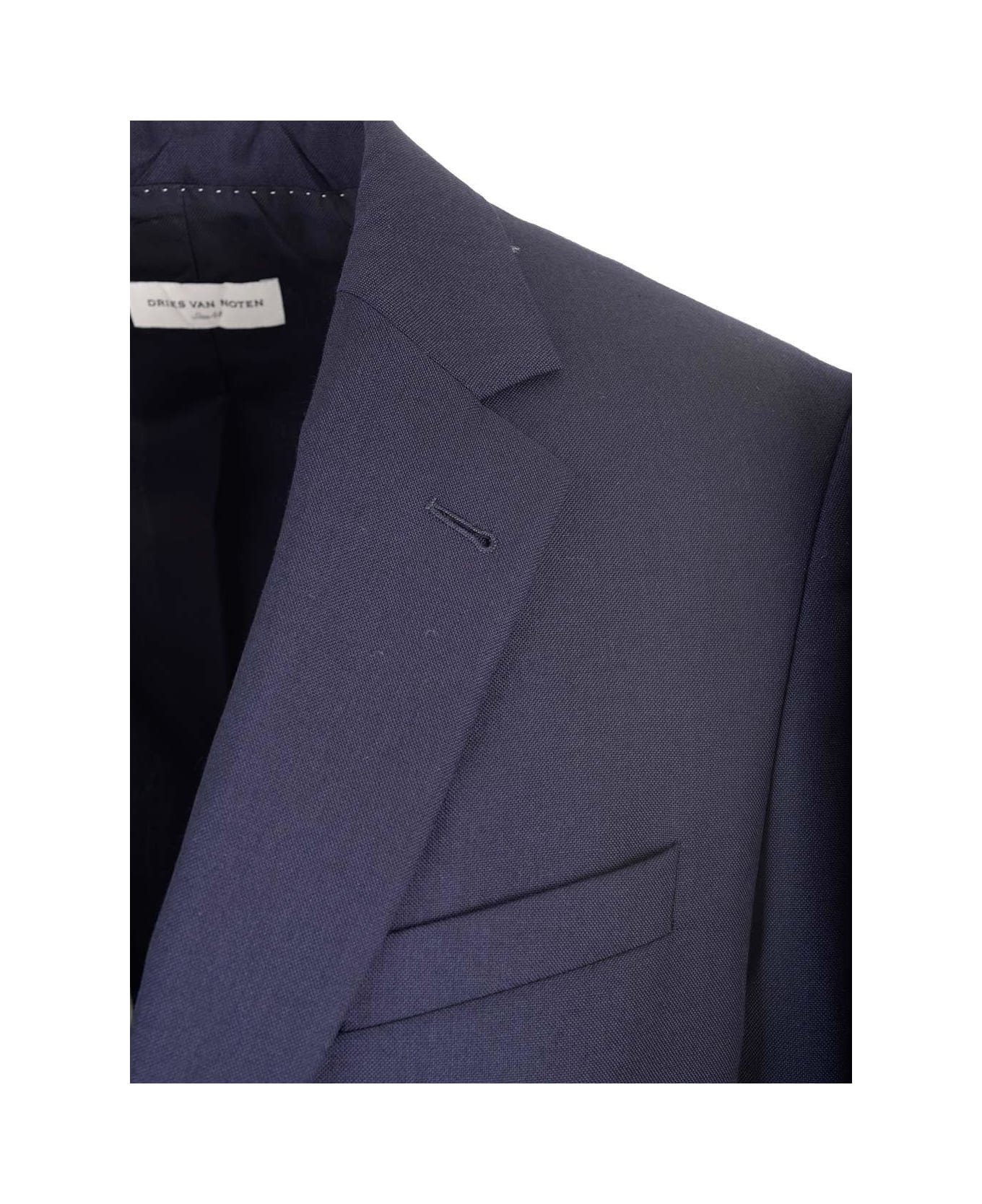 Dries Van Noten Single Breasted Tailored Blazer - Blue