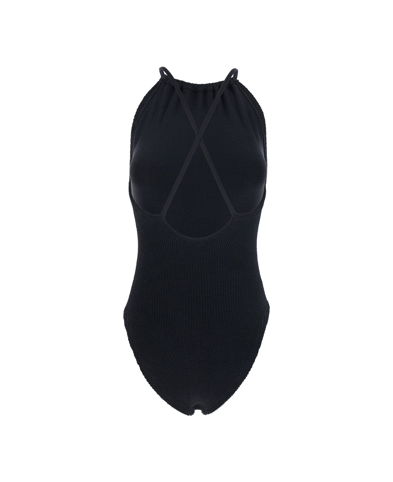 Hunza G 
portia
 Black Swimsuit With Criss-crossed Straps On The Rear In Tech Fabric Woman - Black