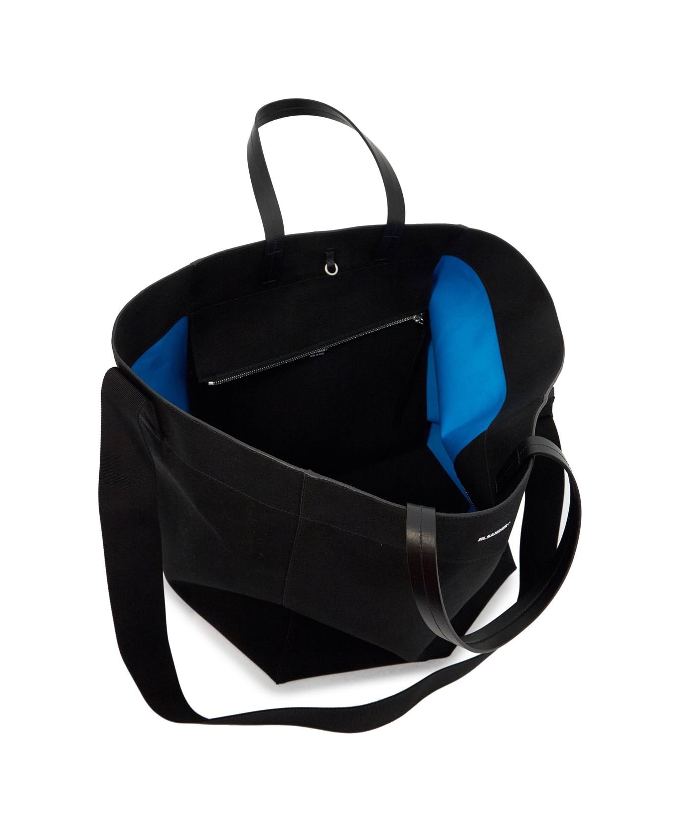 Jil Sander Utility Tote Bag - PITCH BLACK/RAW COTTON (Black)