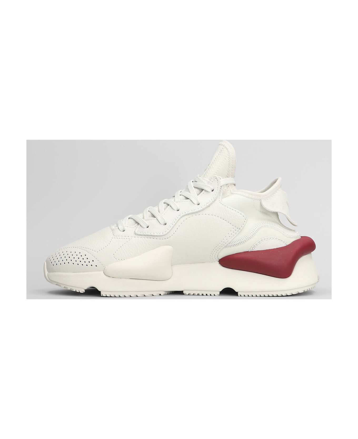 Y-3 Kaiwa Sneakers In White Leather - ORBGRY/ORBGRY/CBURGU