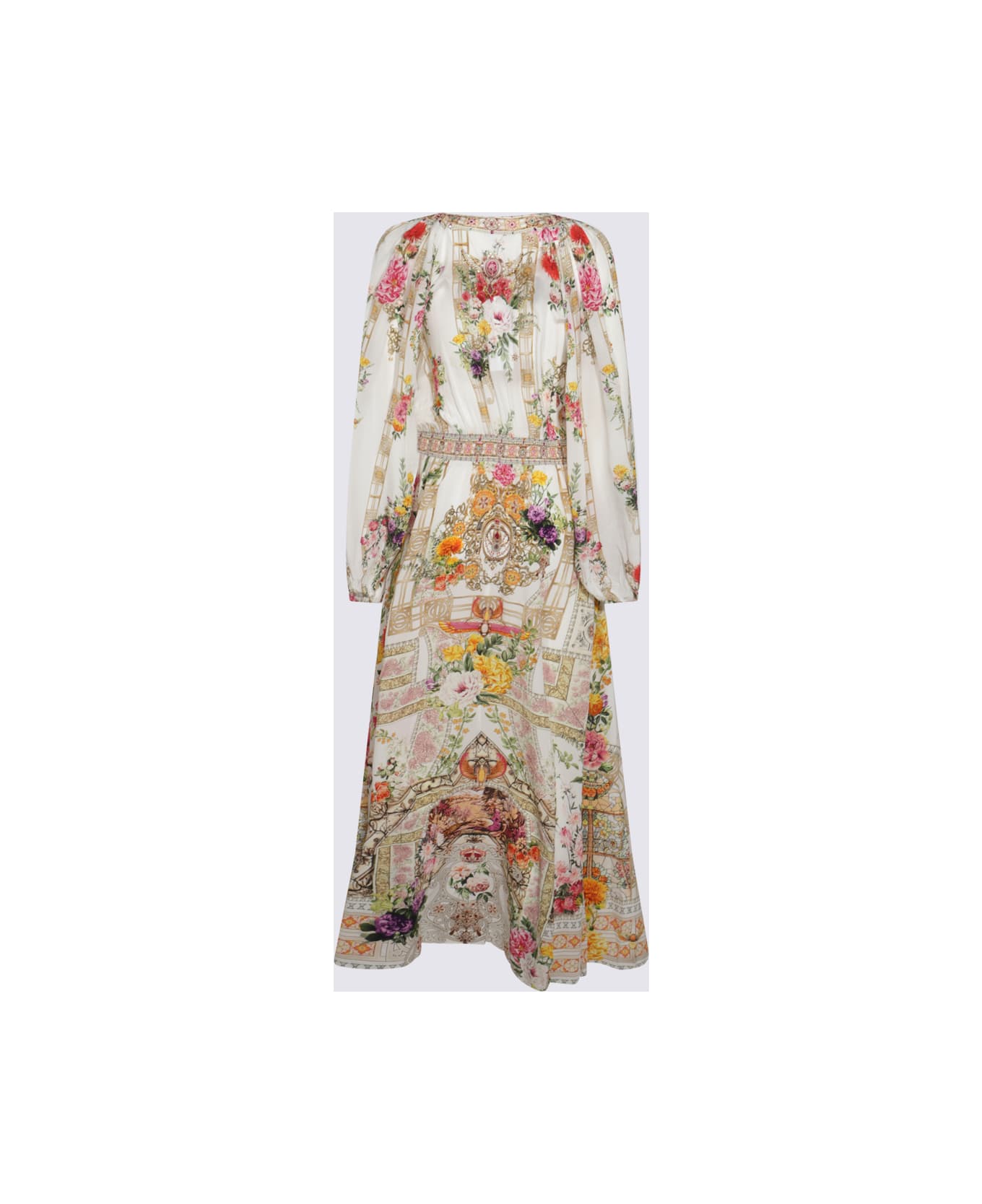Camilla White And Pink Silk Dress - EGYPTIAN ROSE
