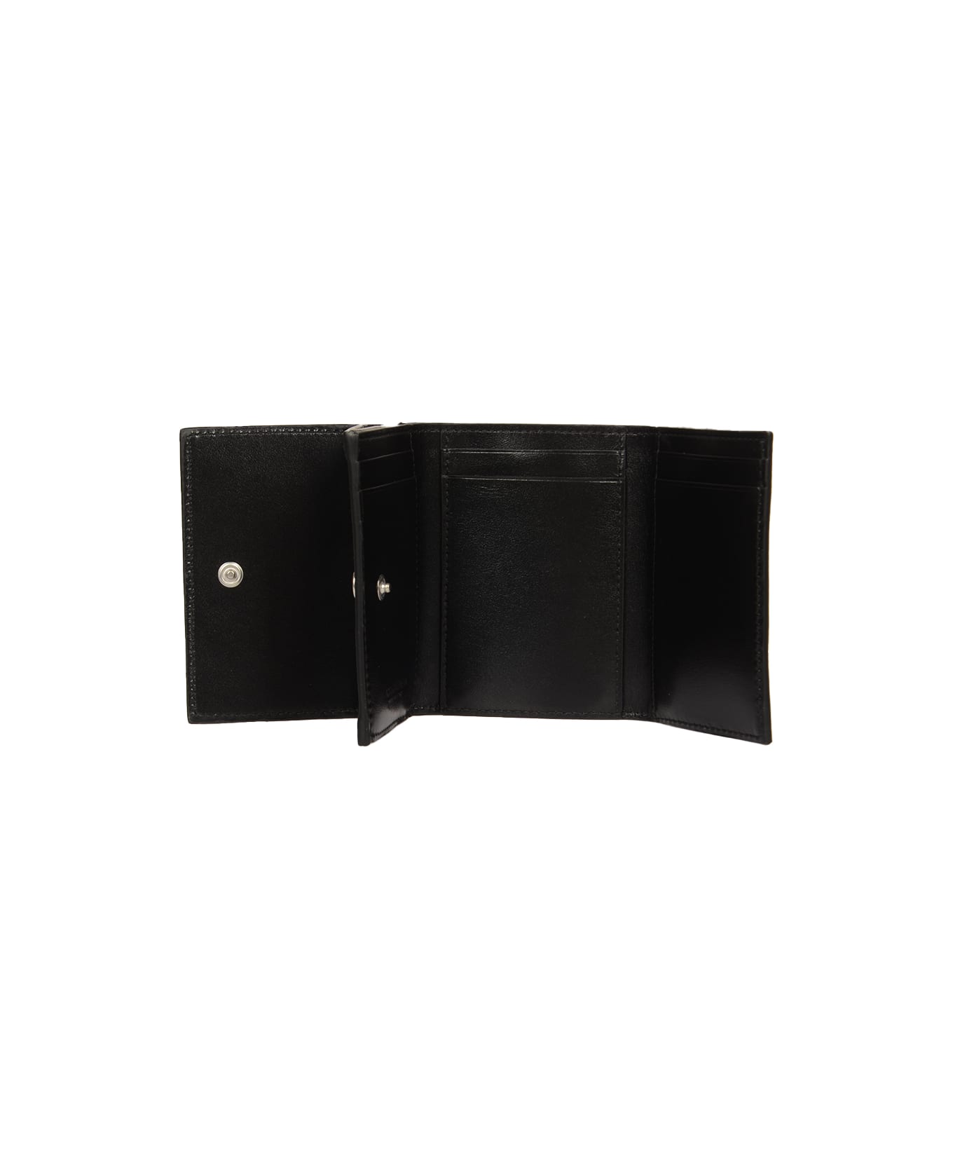Bottega Veneta Weave Trifold Wallet - Black/Silver 財布
