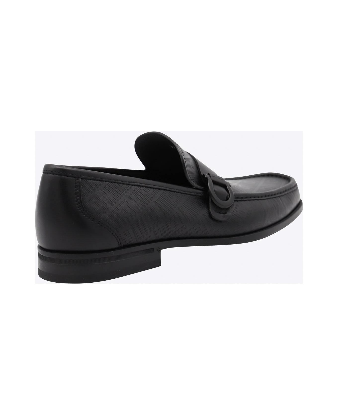 Ferragamo Black Leather Caspian Loafers - Black