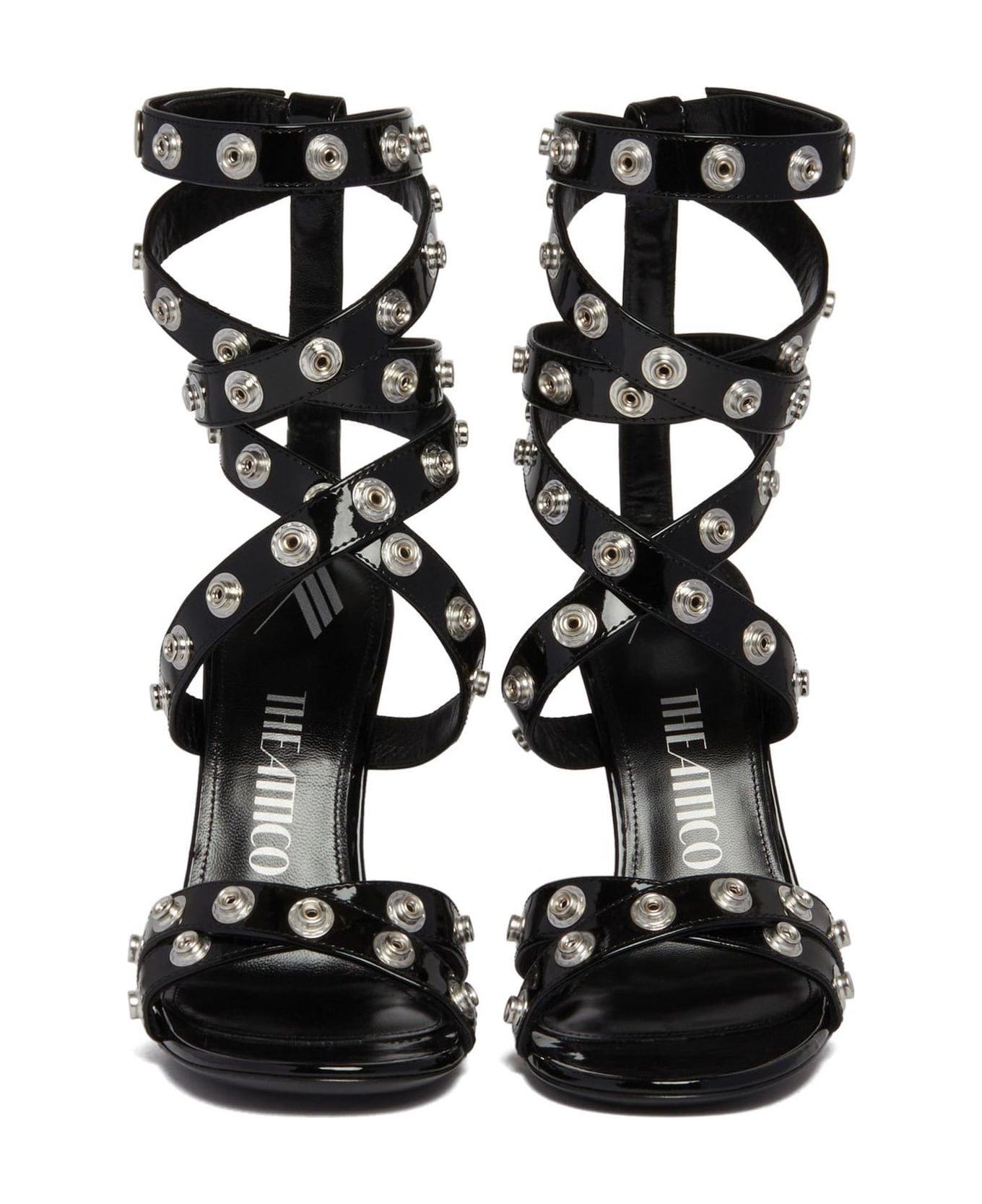 The Attico Cosmo Double Ankle Strap Press-stud Detailed Sandals - Black サンダル