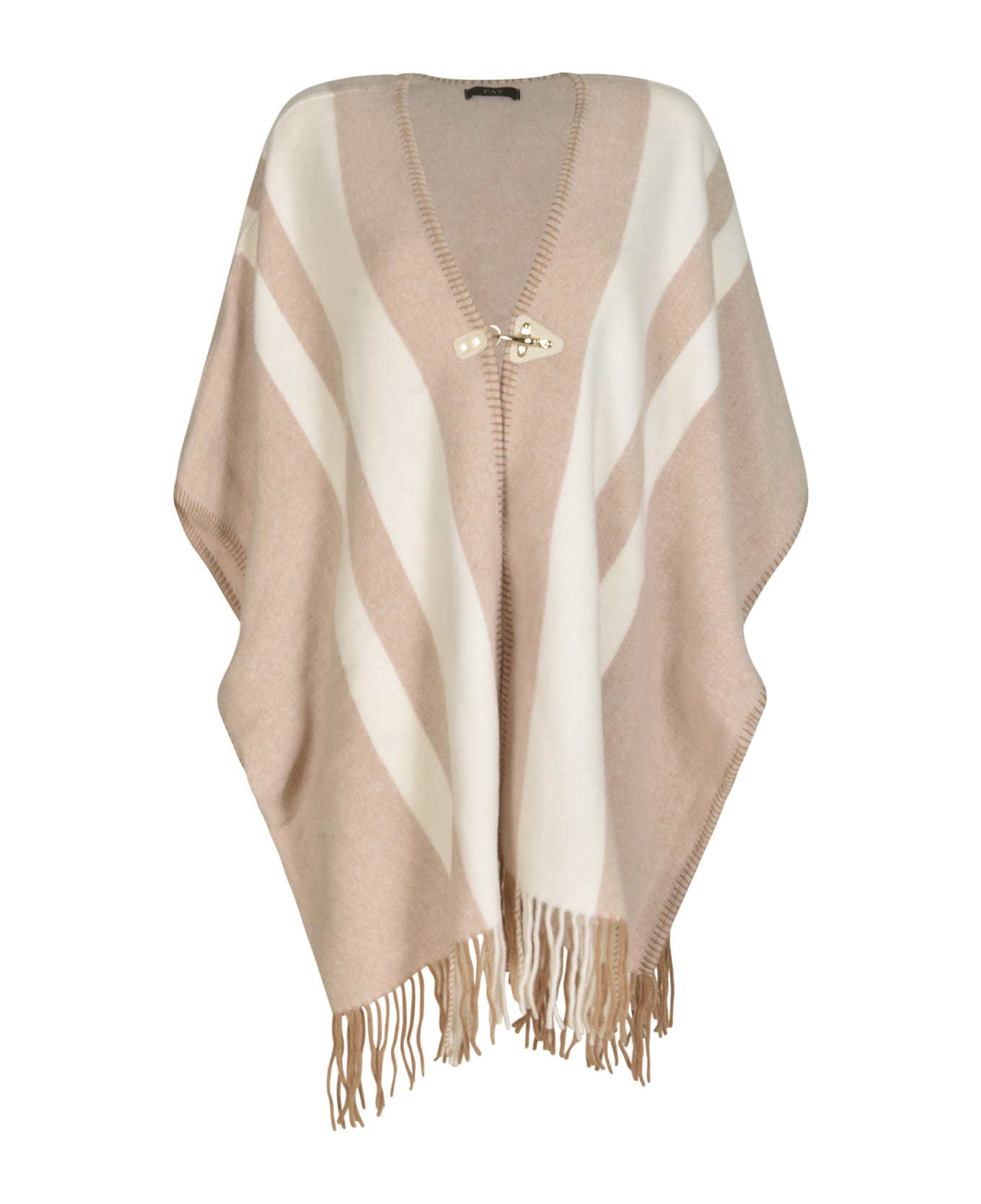 Fay Fringed Hem Stripe Patterned Cape - MULTICOLOR