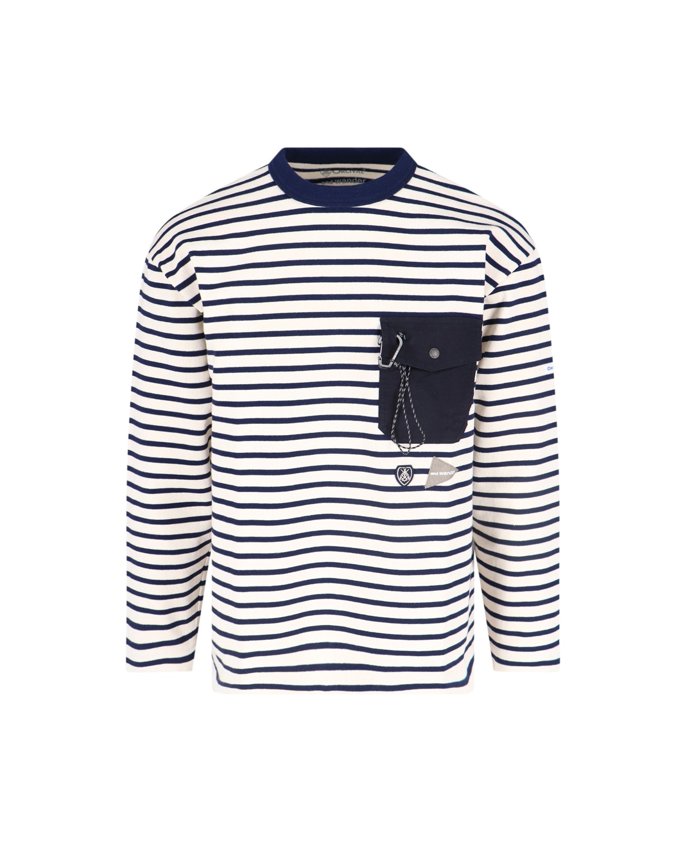 And Wander X Orcival 
hs
 Striped T-shirt - White