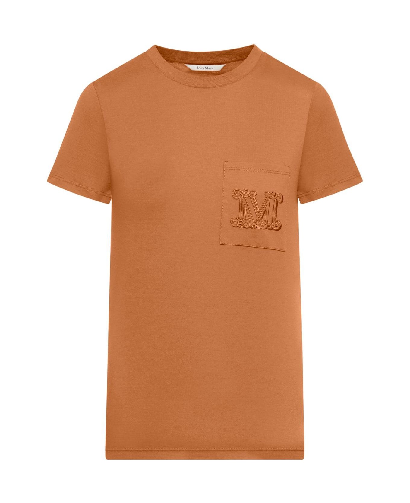 Max Mara Crewneck Short-sleeved T-shirt - Cuir Tシャツ