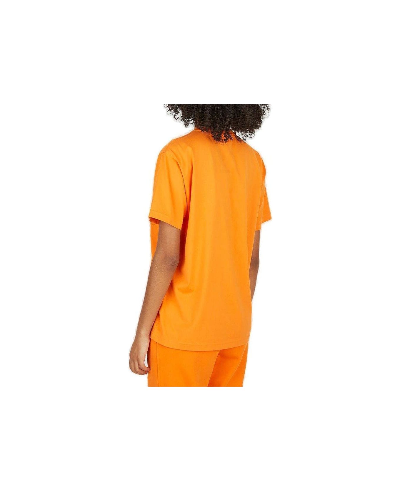 Burberry Logo Embroidered Crewneck T-shirt - Bright orange