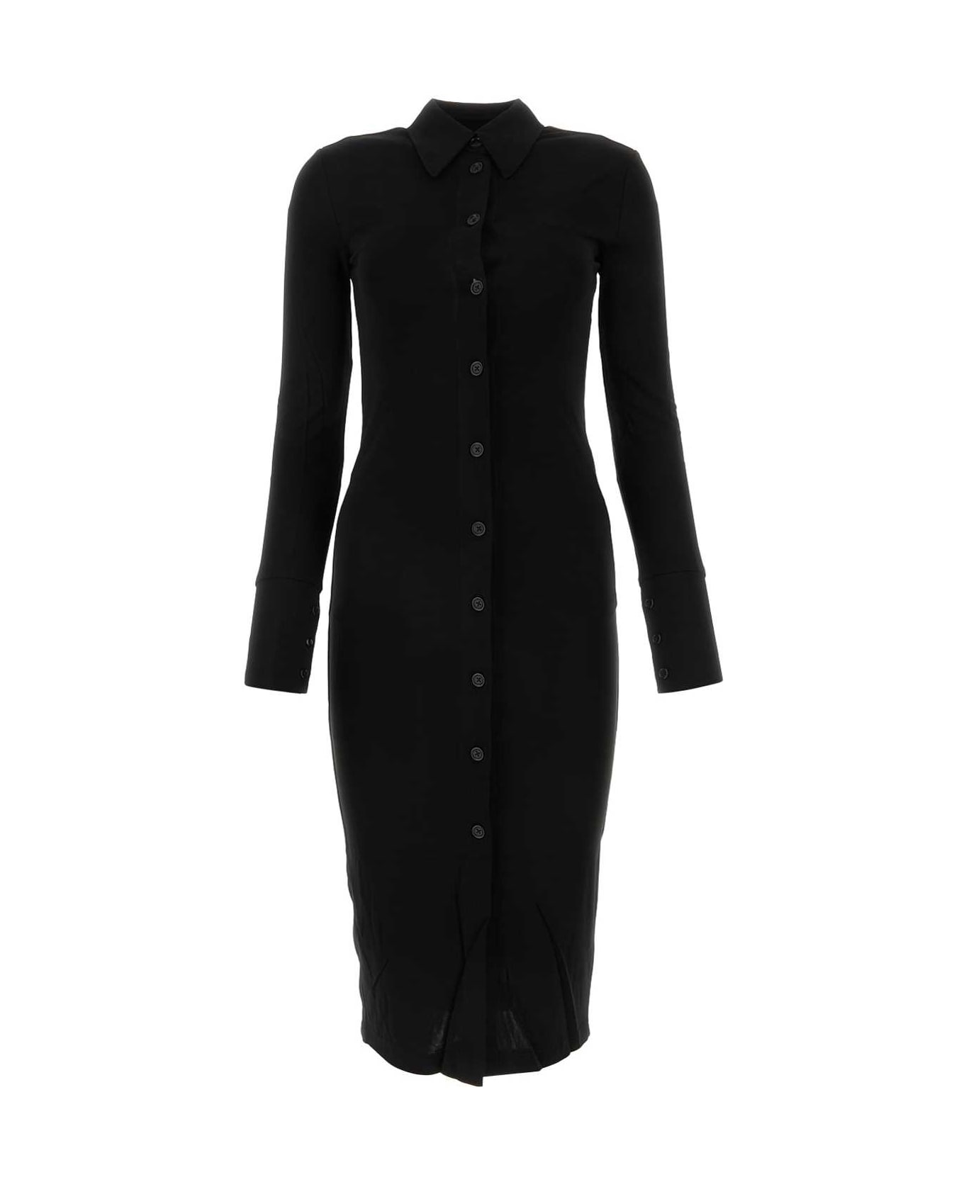 Helmut Lang Black Viscose Shirt Dress - BLACK