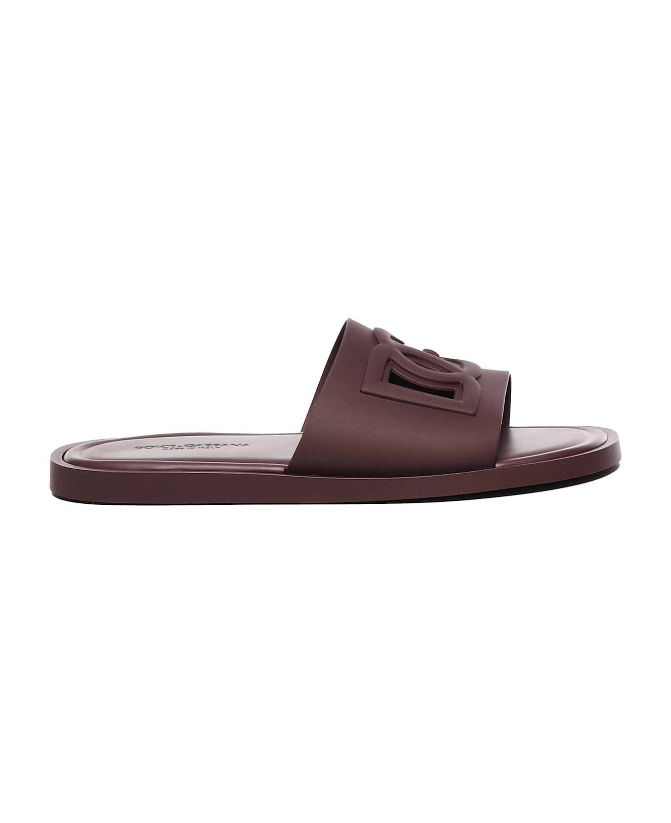 Dolce 
Gabbana Beachwear Slide With Logo - Bordeaux