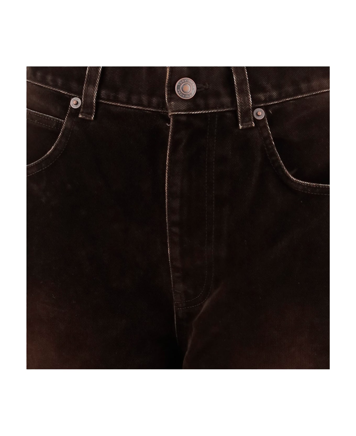 Tory Burch Cotton Velvet Jeans - Brown