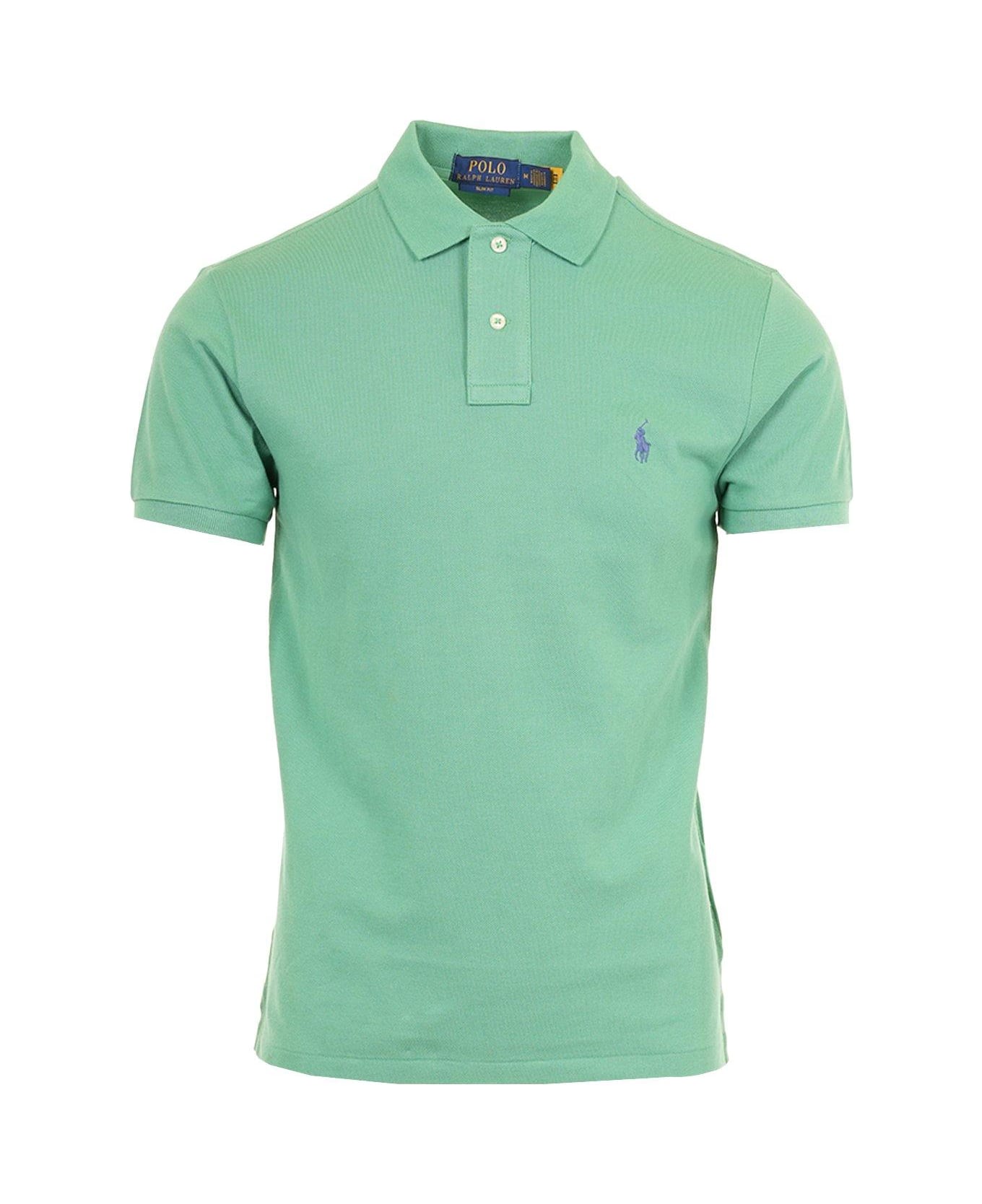 Polo Ralph Lauren Logo Embroidered Short-sleeved Polo Shirt - Green