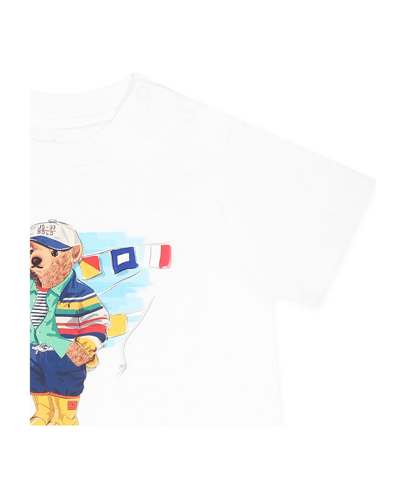 Ralph Lauren White T-shirt For Baby Boy With Polo Bear - White