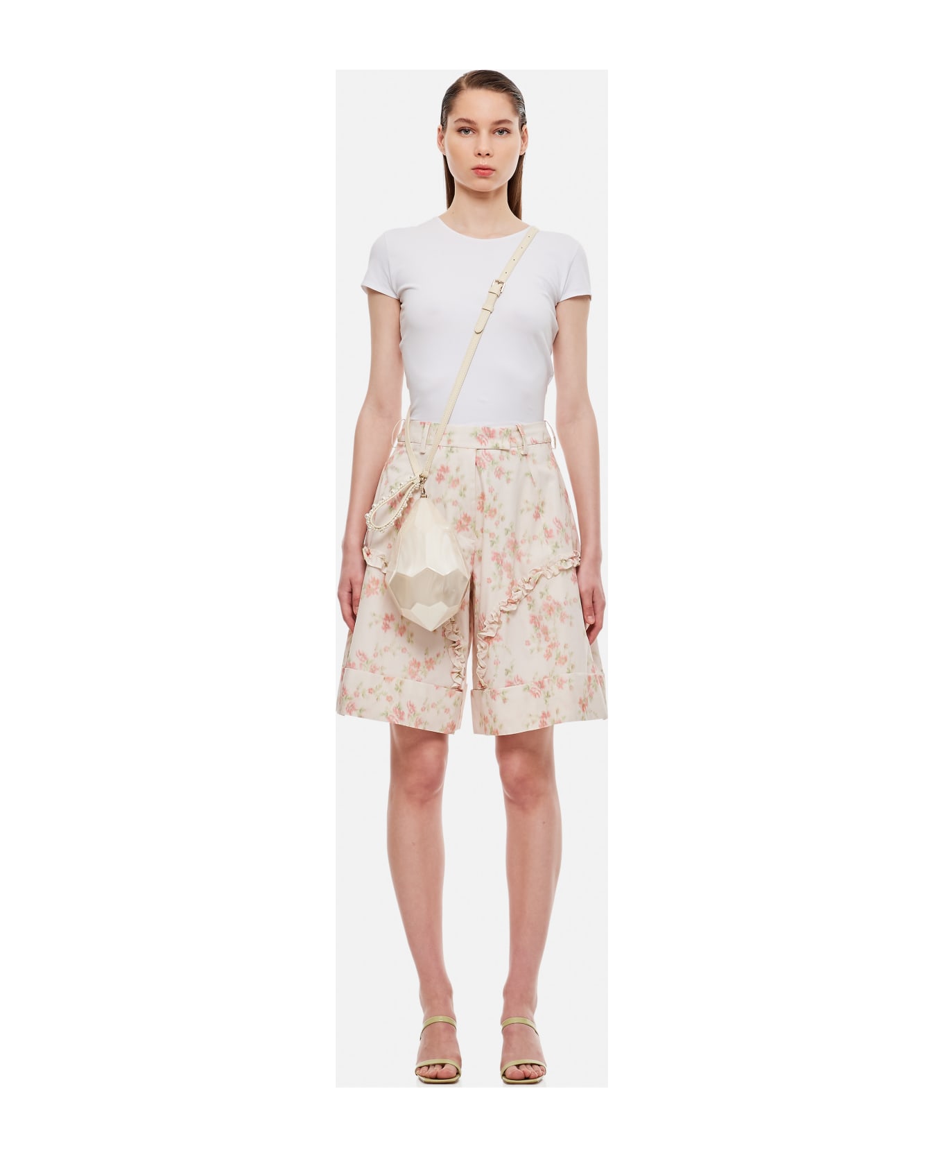 Simone Rocha Wide Leg Shorts With Frill Detail - Pink