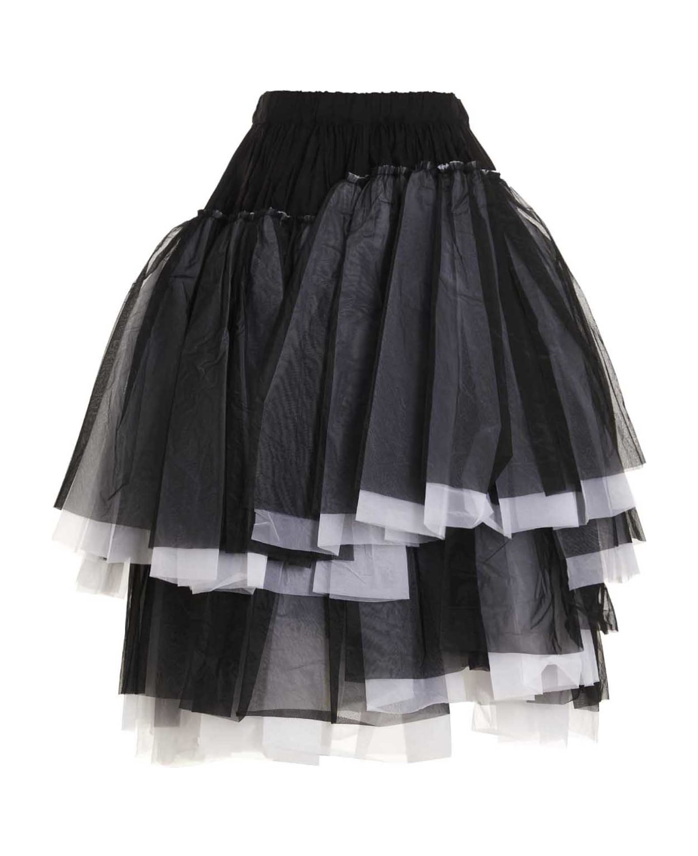 Comme des Garçons Flounced Tulle Skirt - White/Black