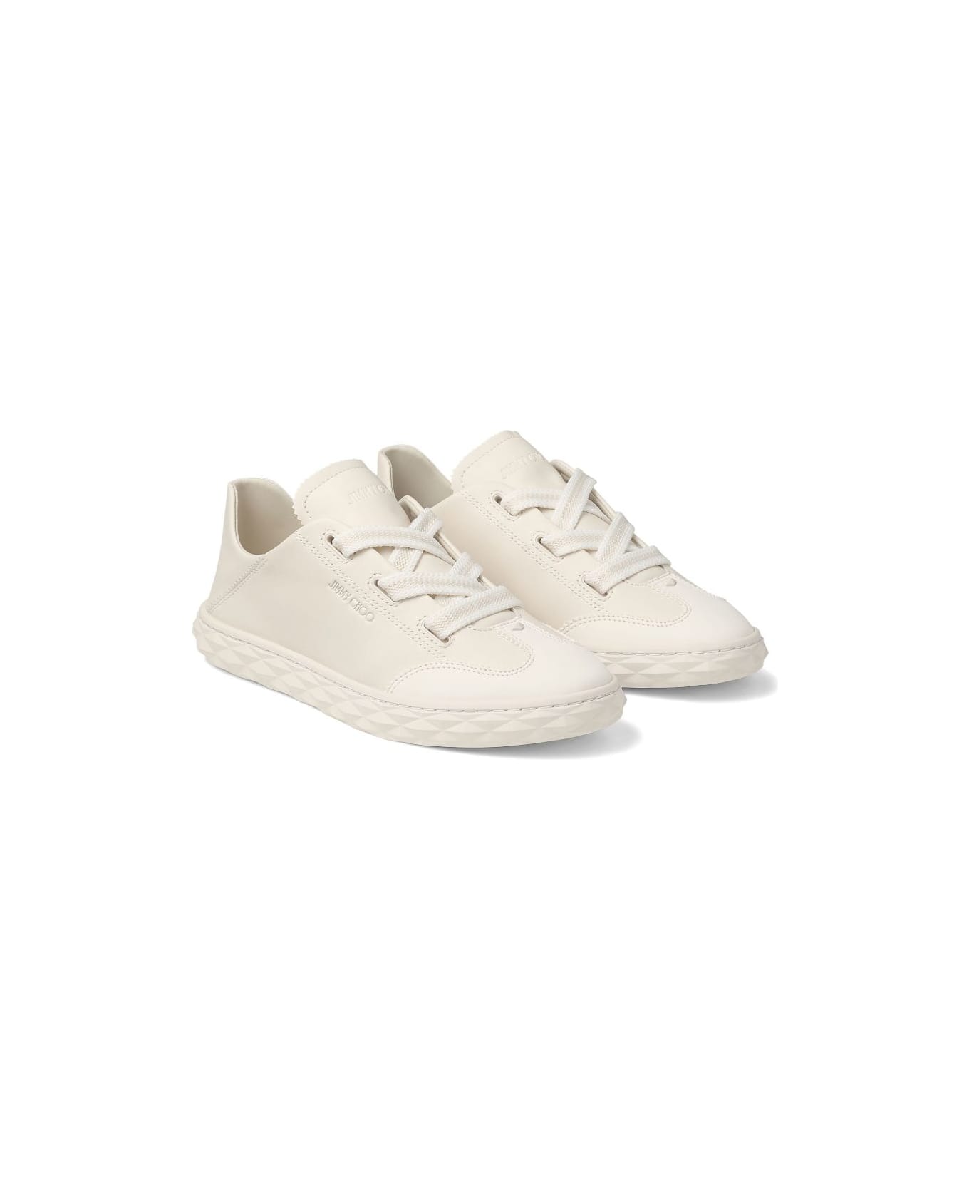 Jimmy Choo Diamond Light Leather Sneakers - White