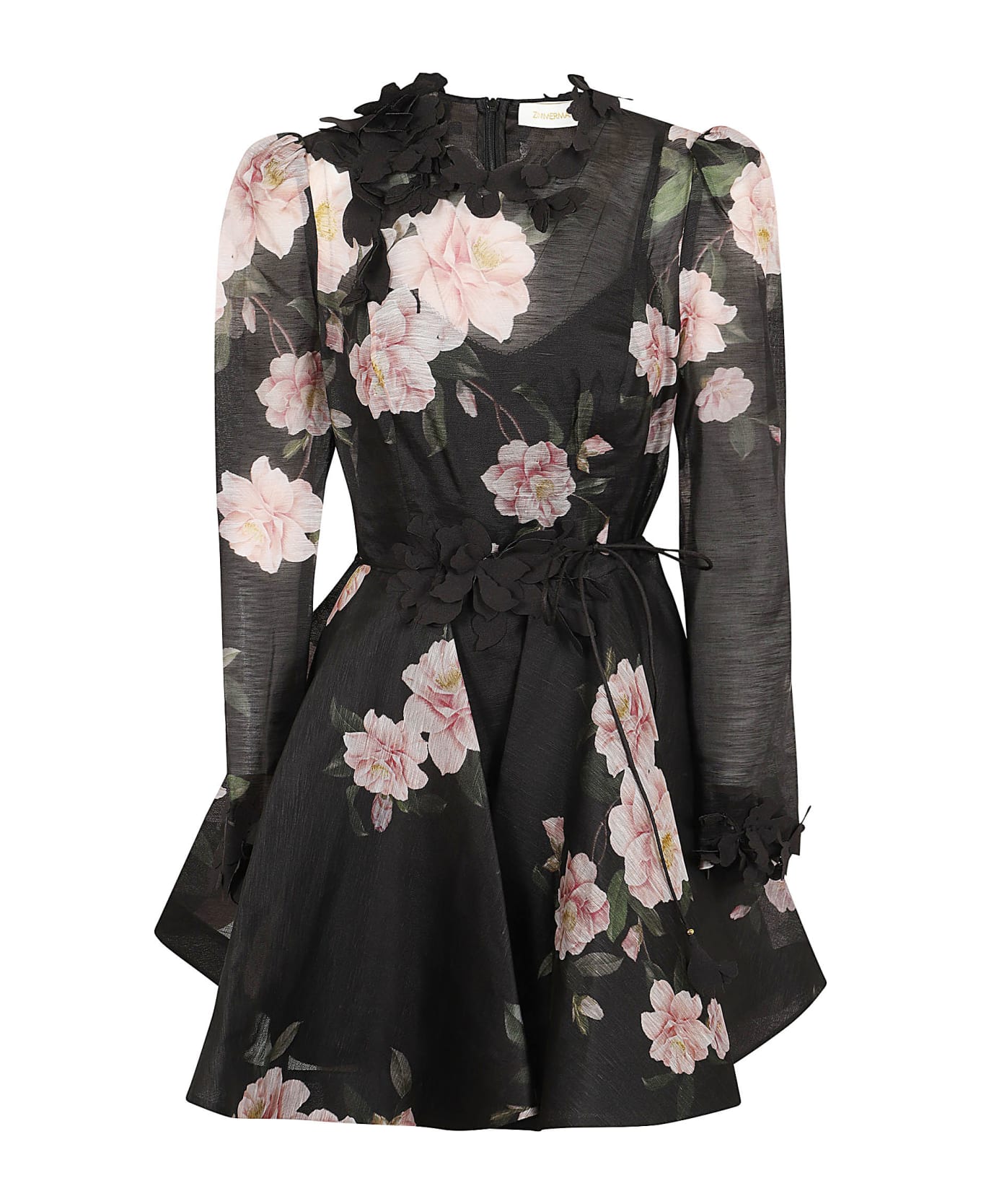 Zimmermann Natura Liftoff Mini Dress - Blkcam Black Camellia