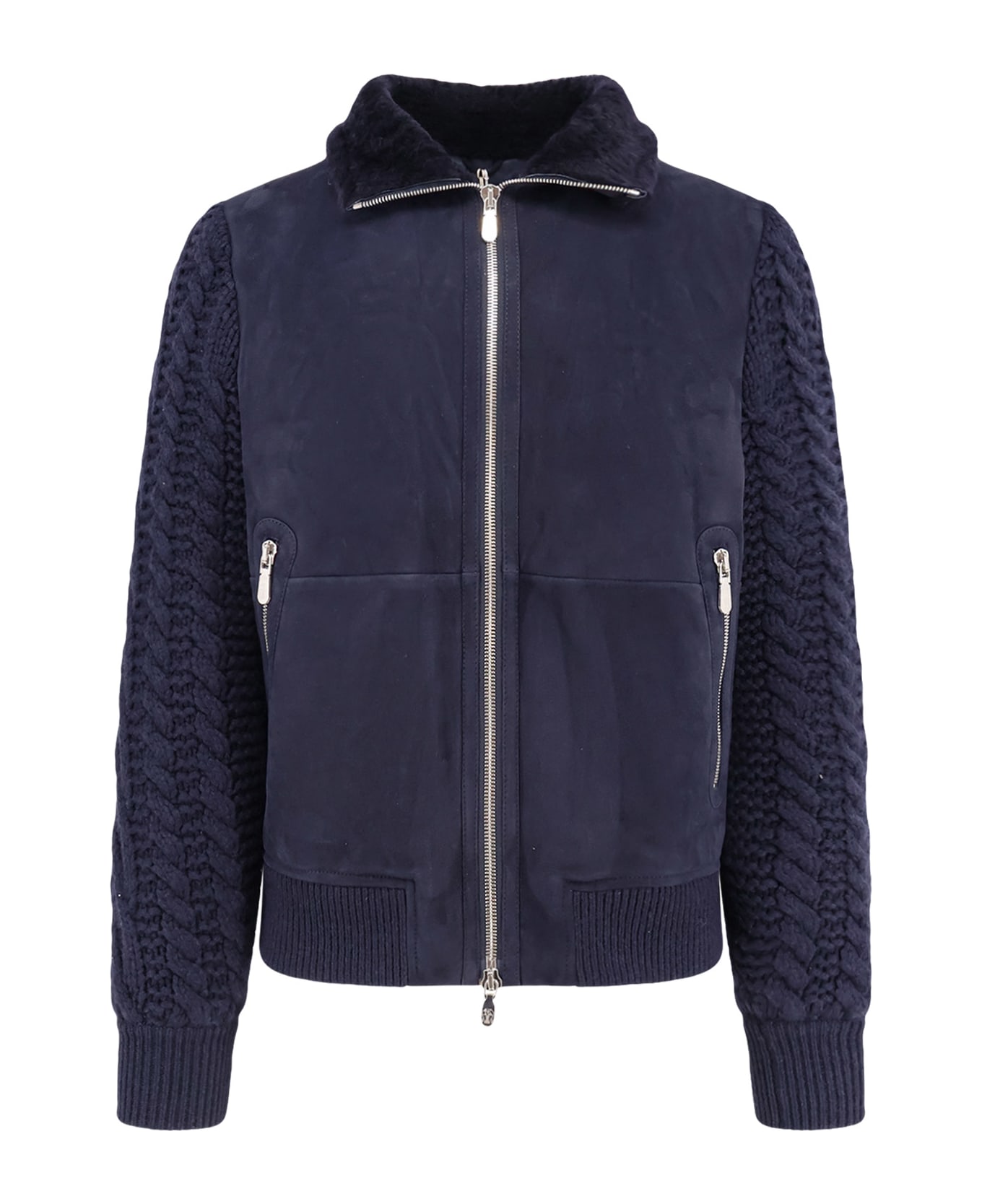 Brunello Cucinelli Sheepskin And Cashmere Padded Jacket - BLU BLU BLU