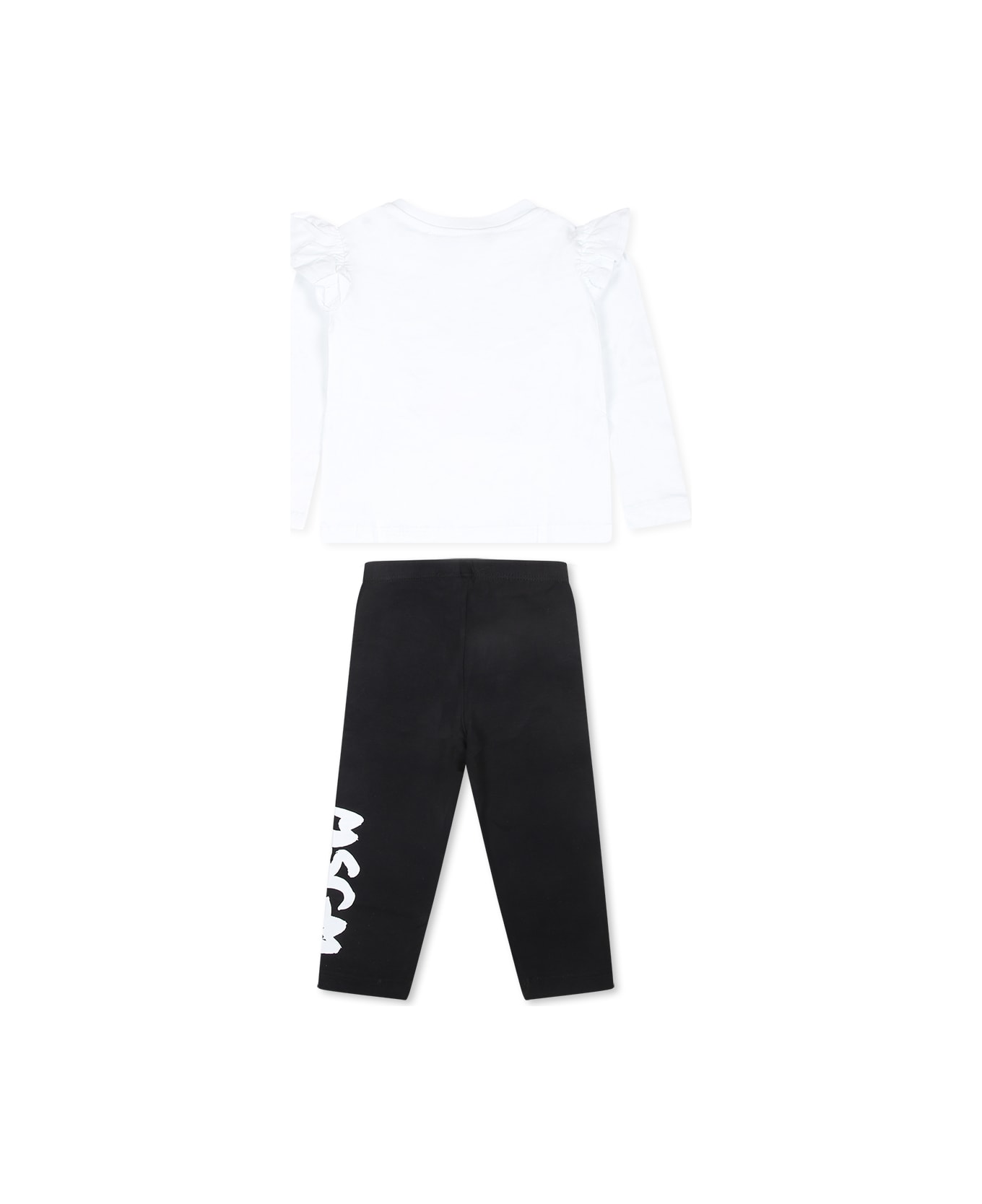 MSGM White Suit For Baby Girl With Logo - Multicolor