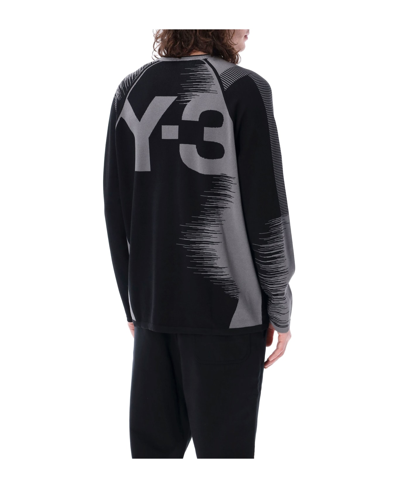 Y-3 Logo Knit Sweater - GREY BLACK ニットウェア