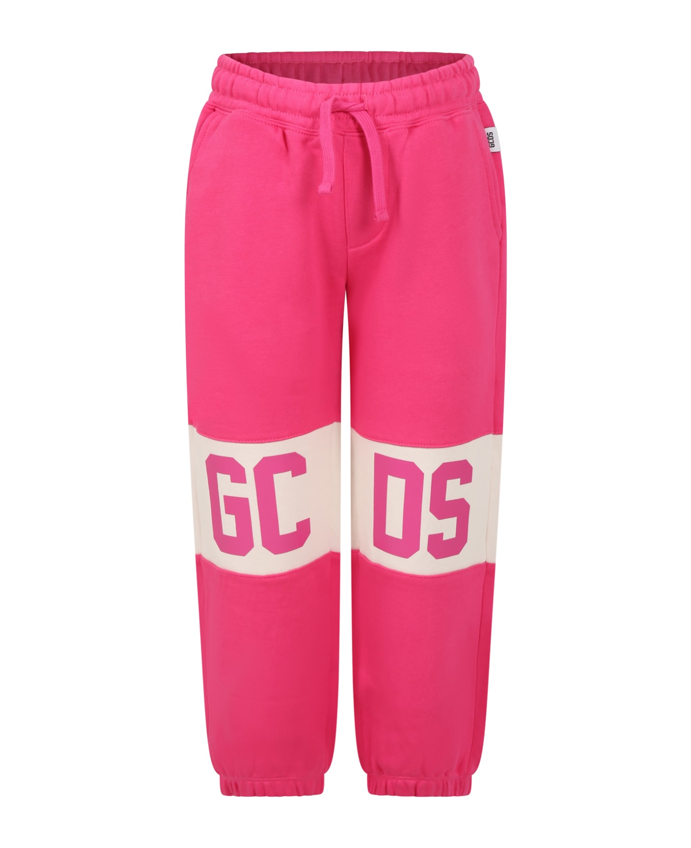 GCDS Mini Fuchsia Trousers For Girl With Logo - Fuchsia