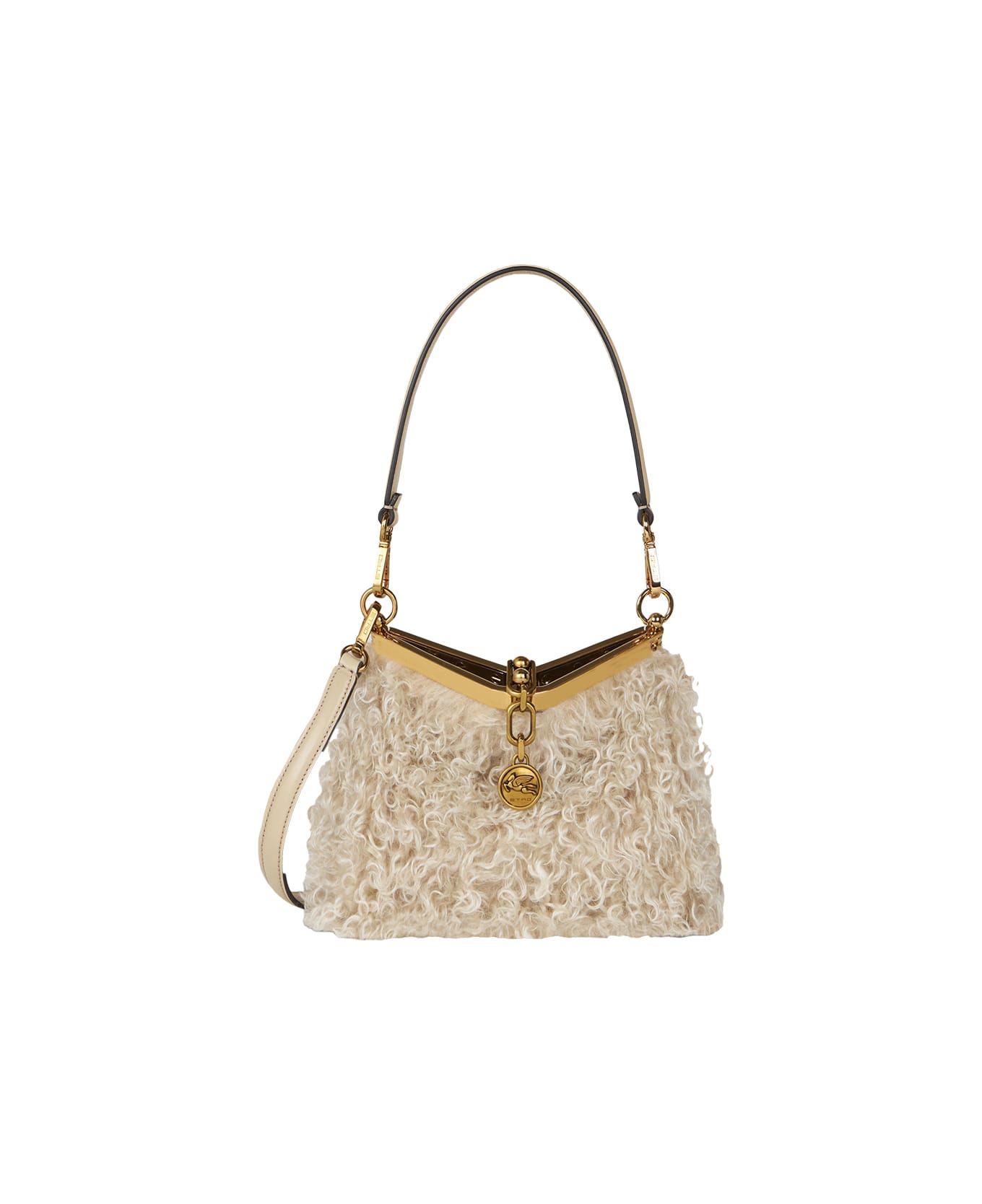 Etro Vela Mini Bag In Beige Wool And Mohair - Brown