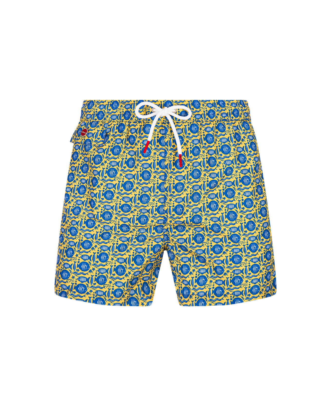 Kiton Yellow Swim Shorts With Fish Pattern - Yellow