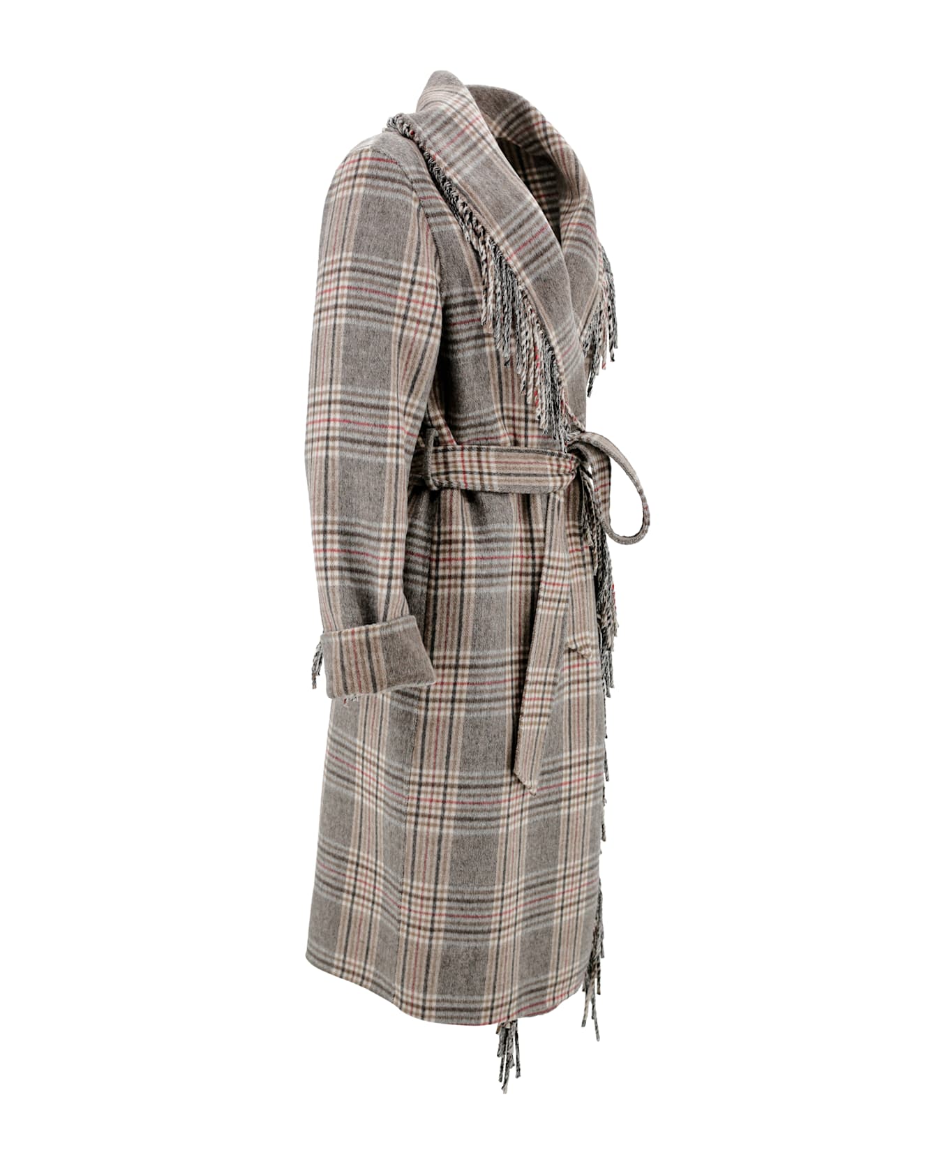 Parosh Checked Coat - Brown