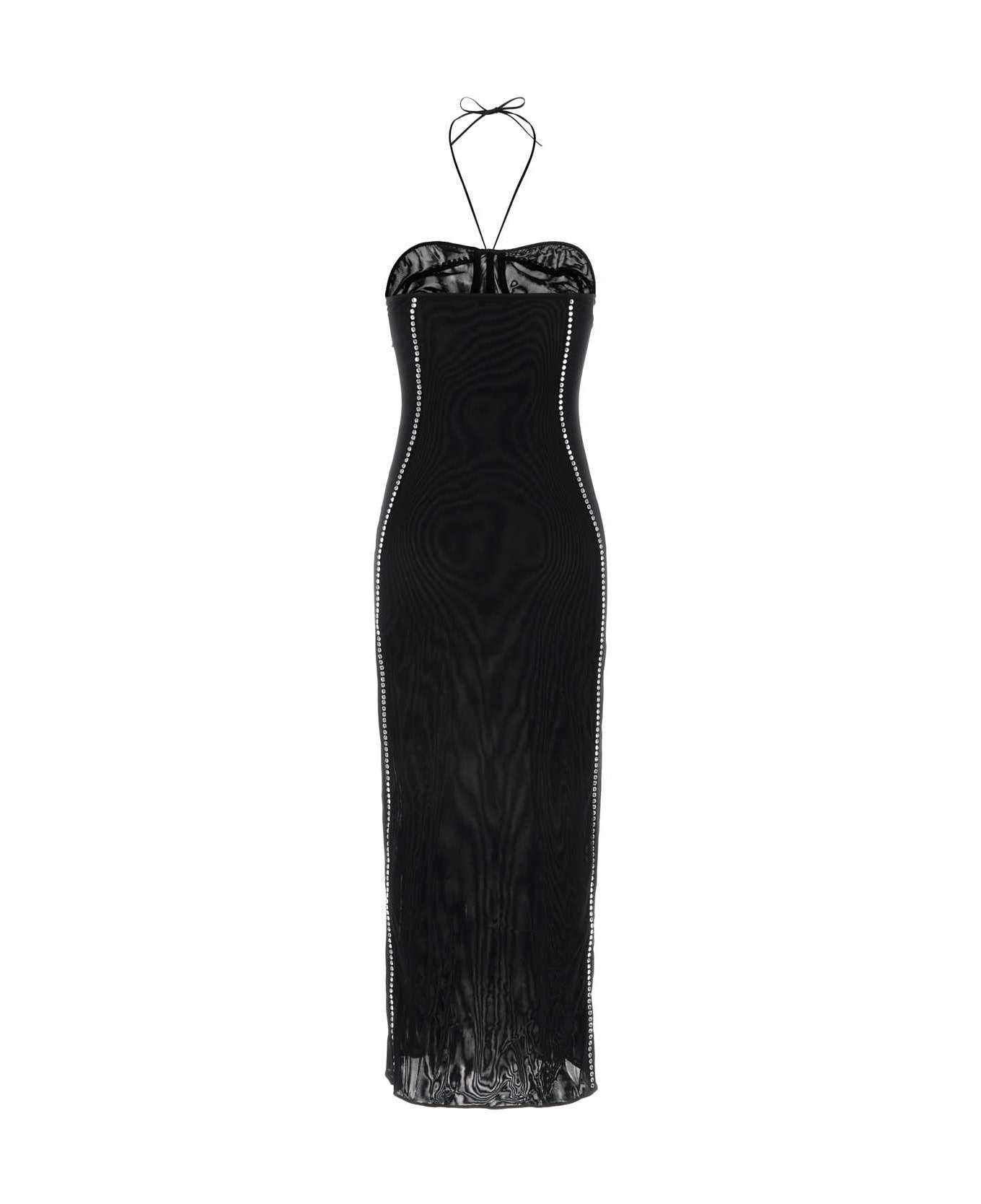 Oseree Black Stretch Tulle Dress