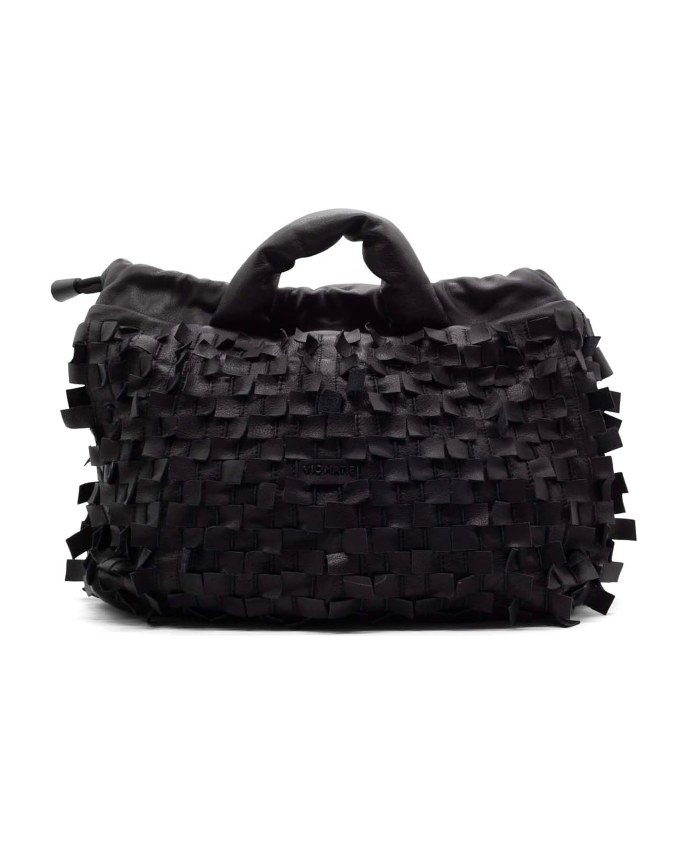 Vic Matié Black Leather Handbag With Shoulder Strap - BLACK