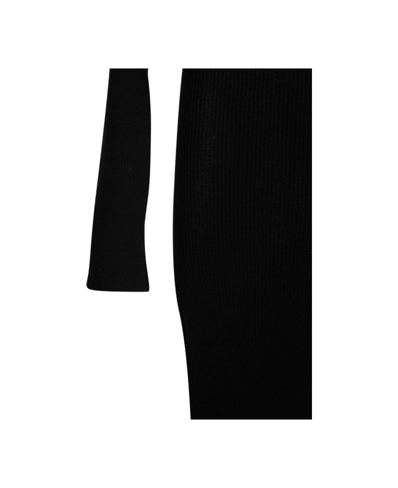 Rick Owens Cape-sleeved Knit Dress - Nero