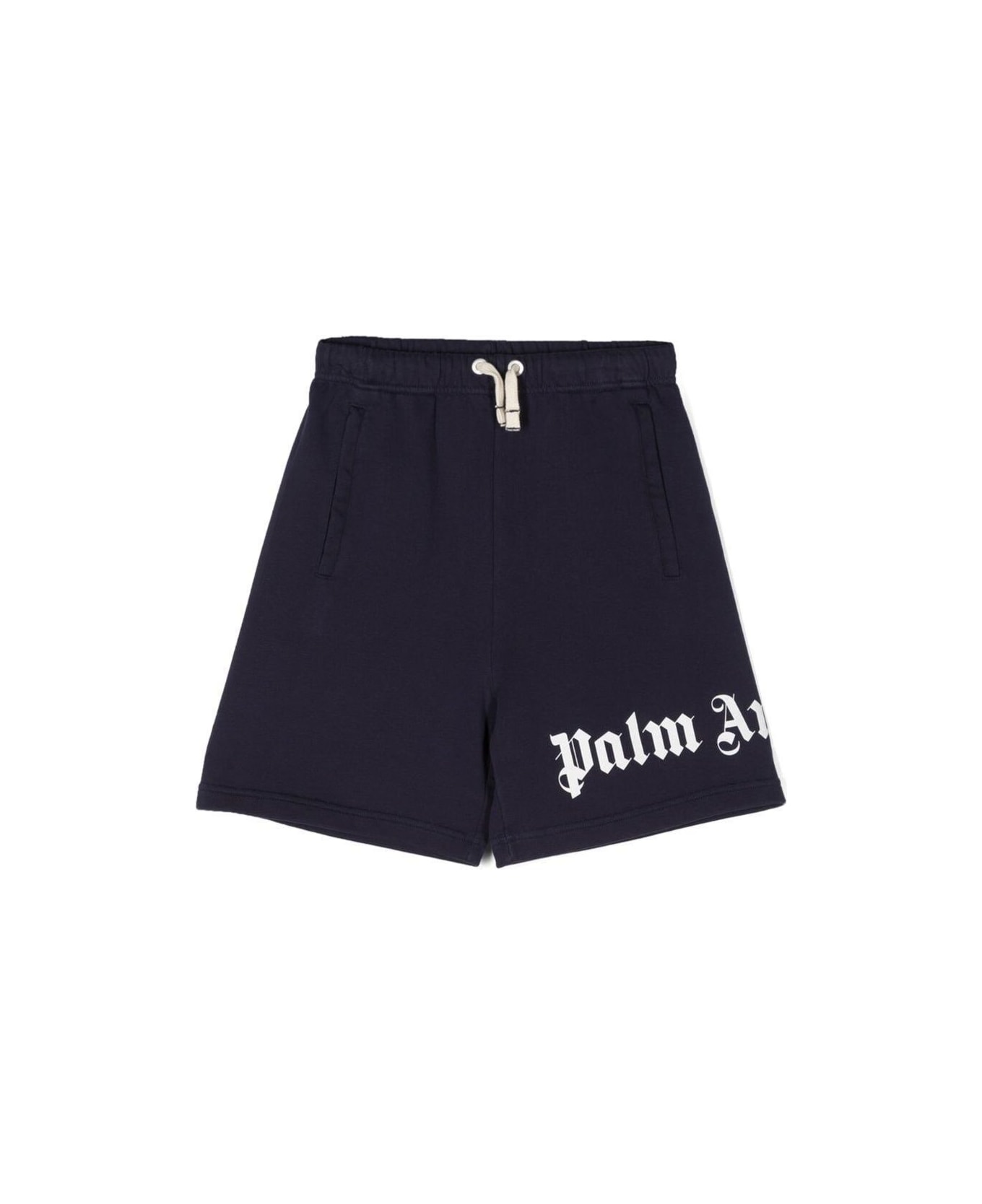 Palm Angels Track Pants With Printed Logo In Black Cotton Boy - Blue