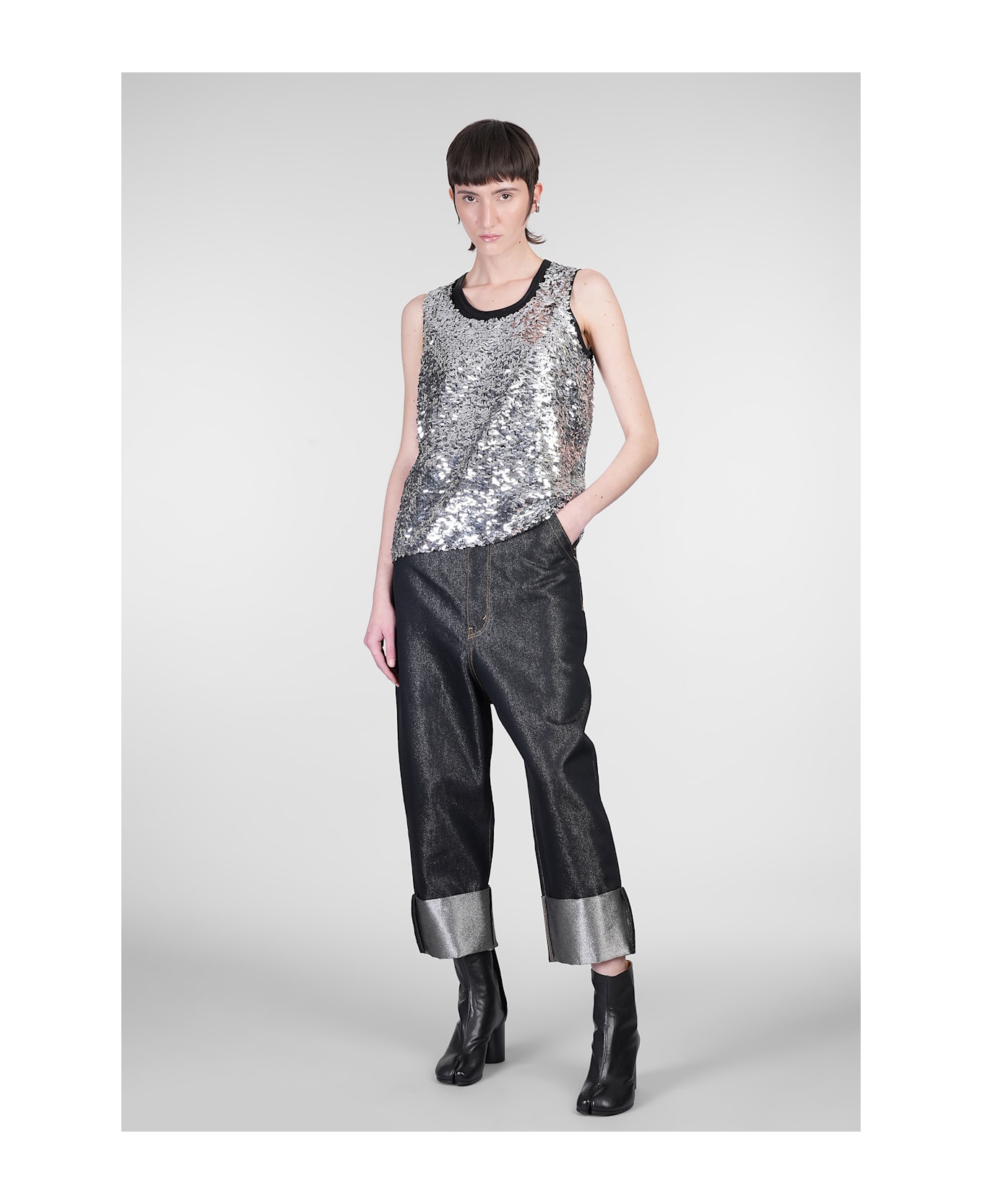 Junya Watanabe Tank Top In Silver Polyester - silver
