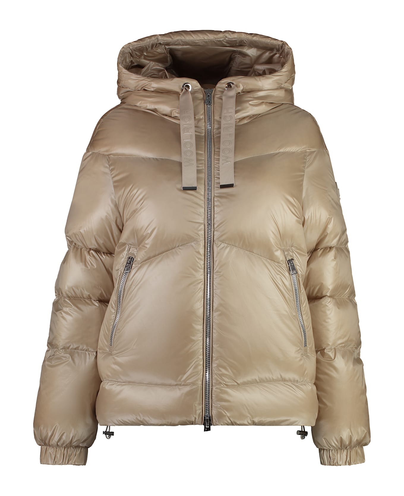 Woolrich Aliquippa Hooded Nylon Down Jacket - Beige