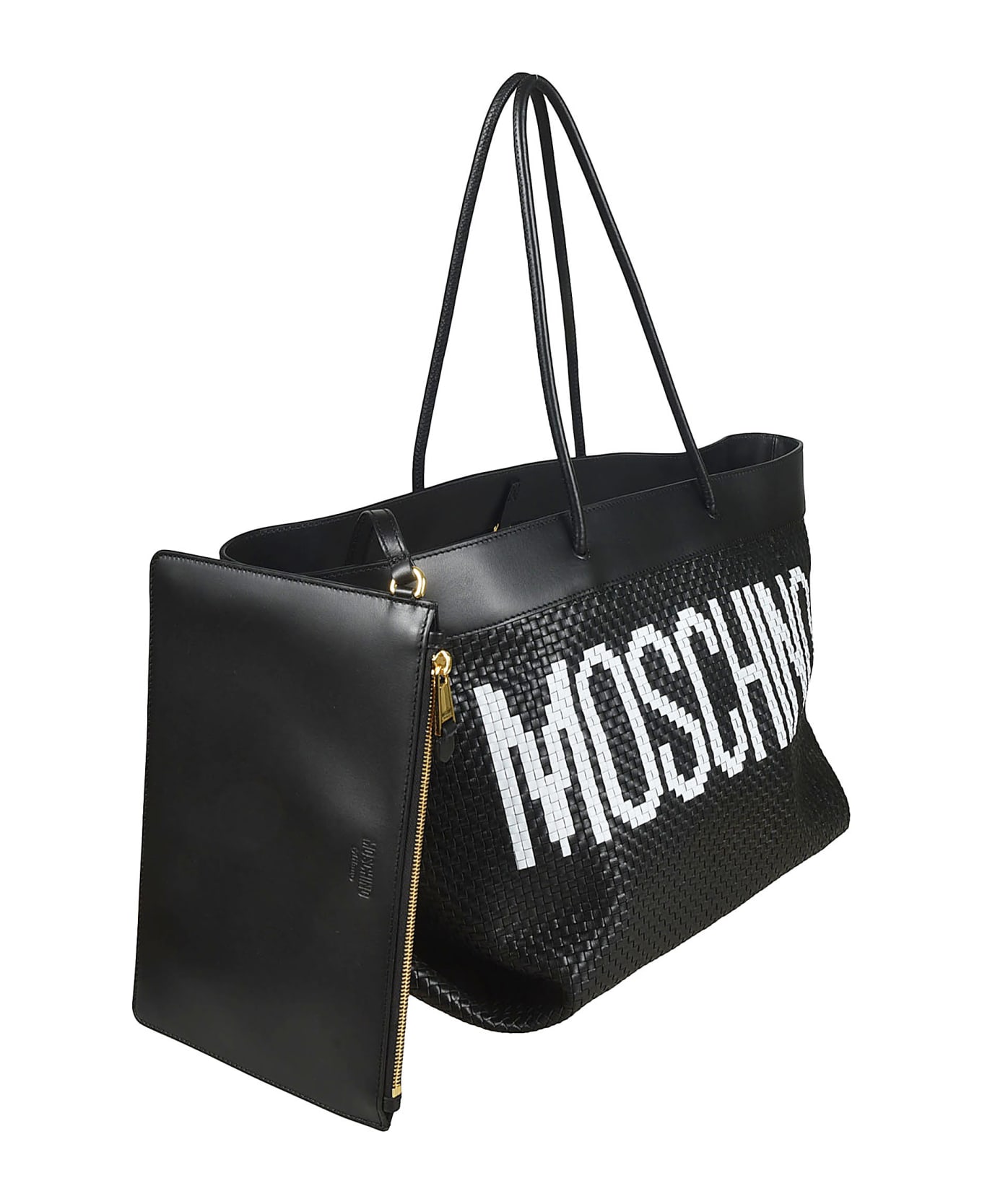 Moschino Woven Logo Tote - Black トートバッグ