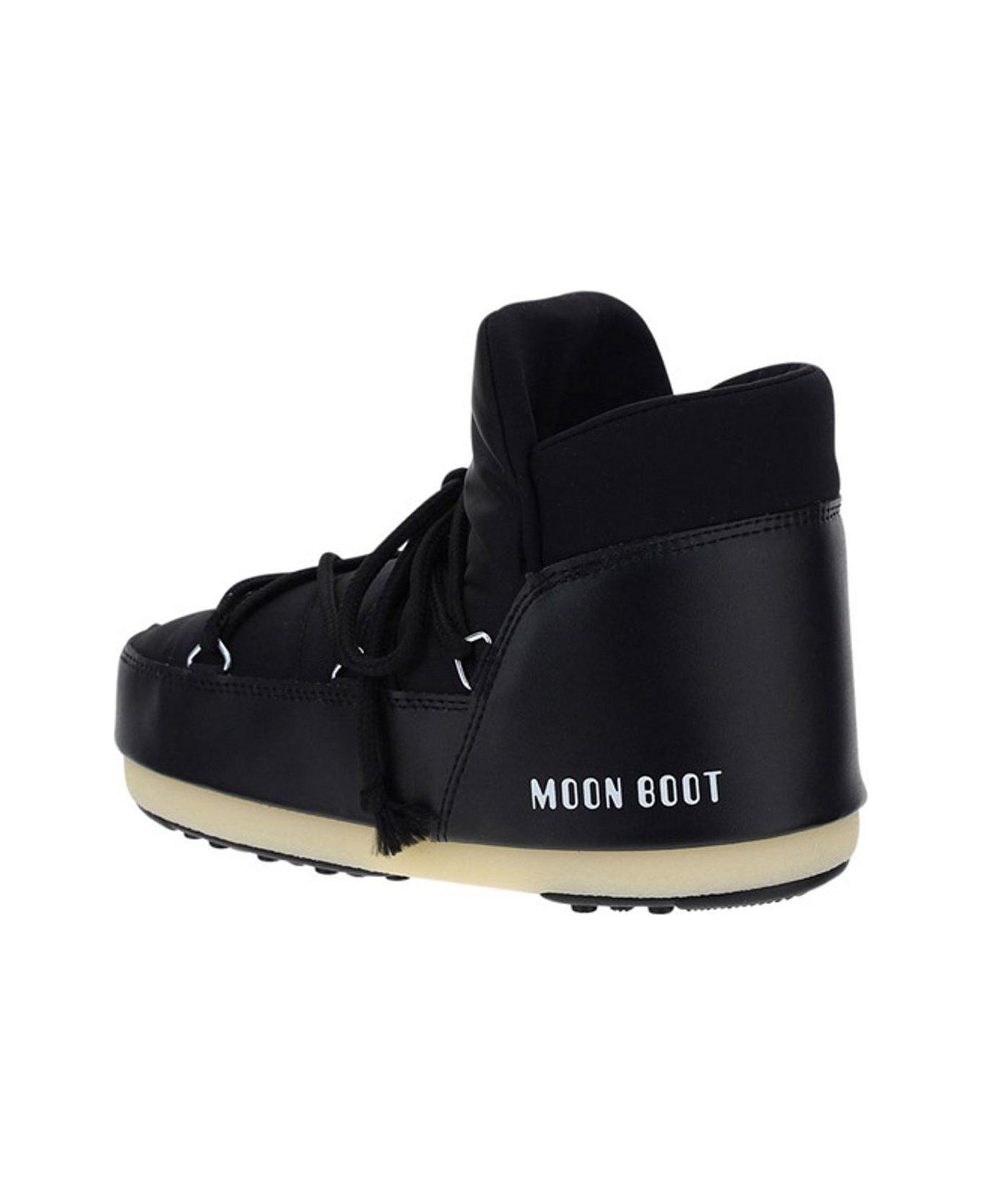Moon Boot Logo Printed Round Toe Boots - Black