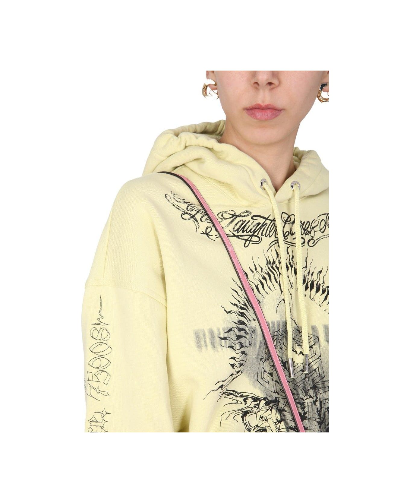 Givenchy Graphic Printed Cropped Hoodie - YELLOW