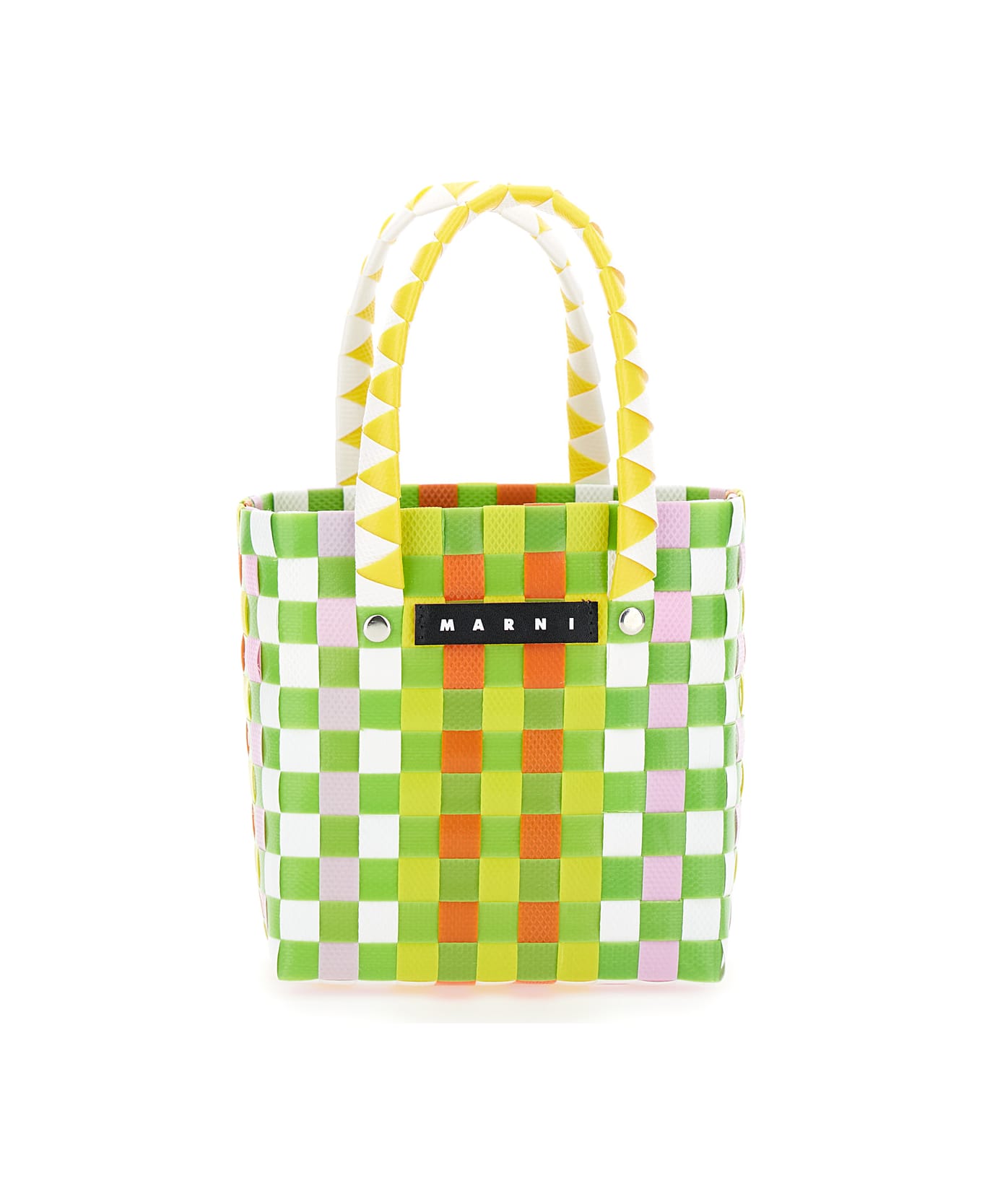 Marni 'basket' Multicolor Bag With Logo Plaque And Intreccio-motif In Polypropylene Girl - Multicolor アクセサリー＆ギフト