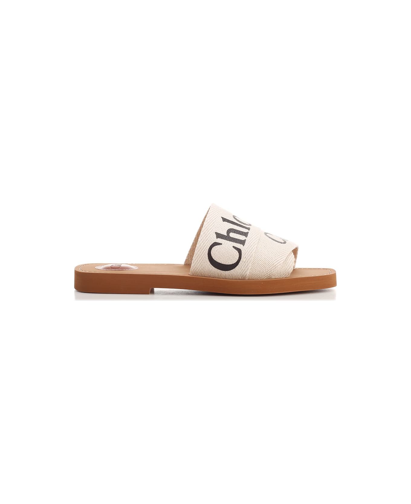 Chloé Ivory 'woody' Flat Sandal - Bianco