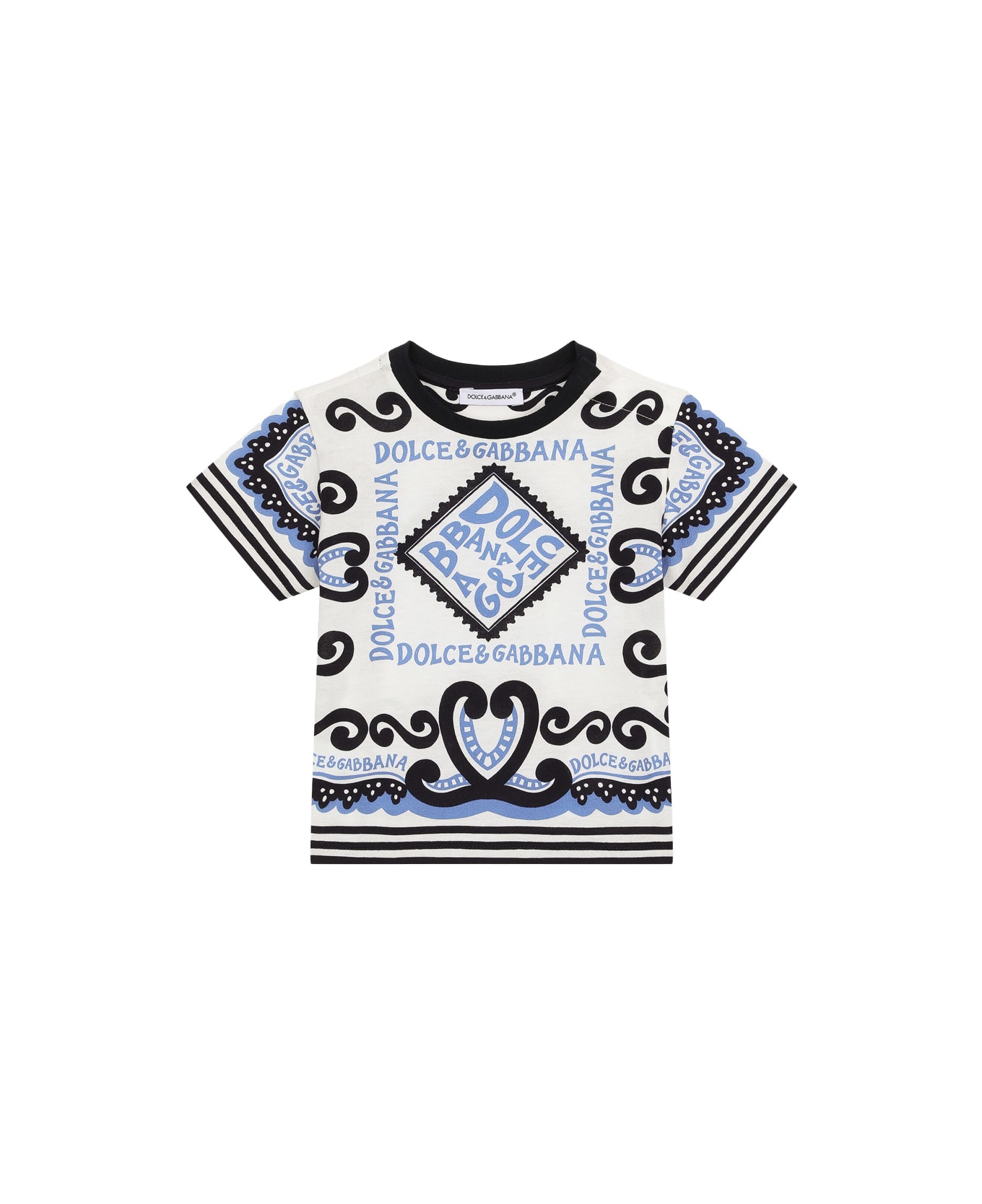 Dolce & Gabbana Navy Print Jersey T-shirt - Blue Tシャツ＆ポロシャツ