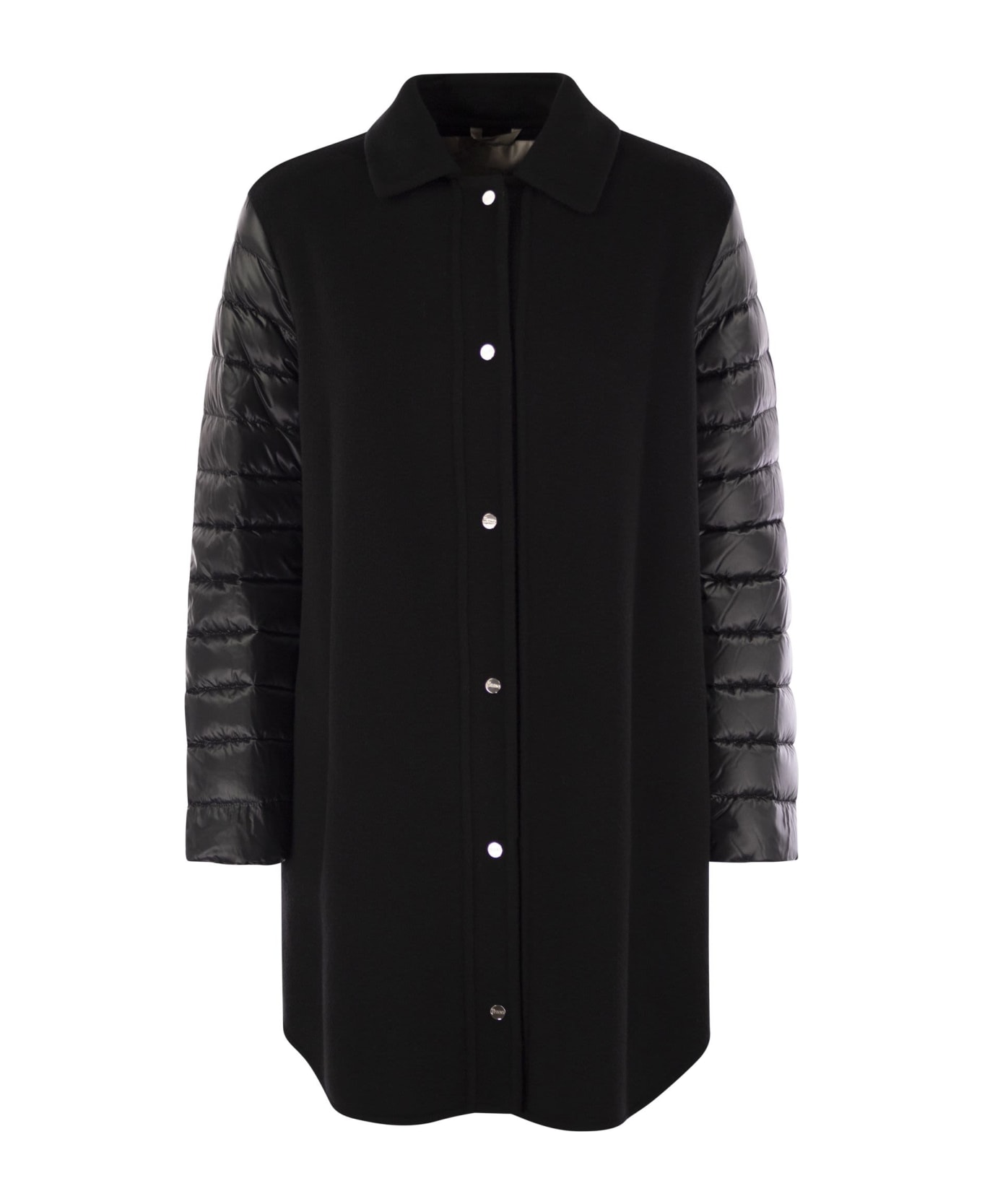 Herno Coat With Down Sleeves - Black