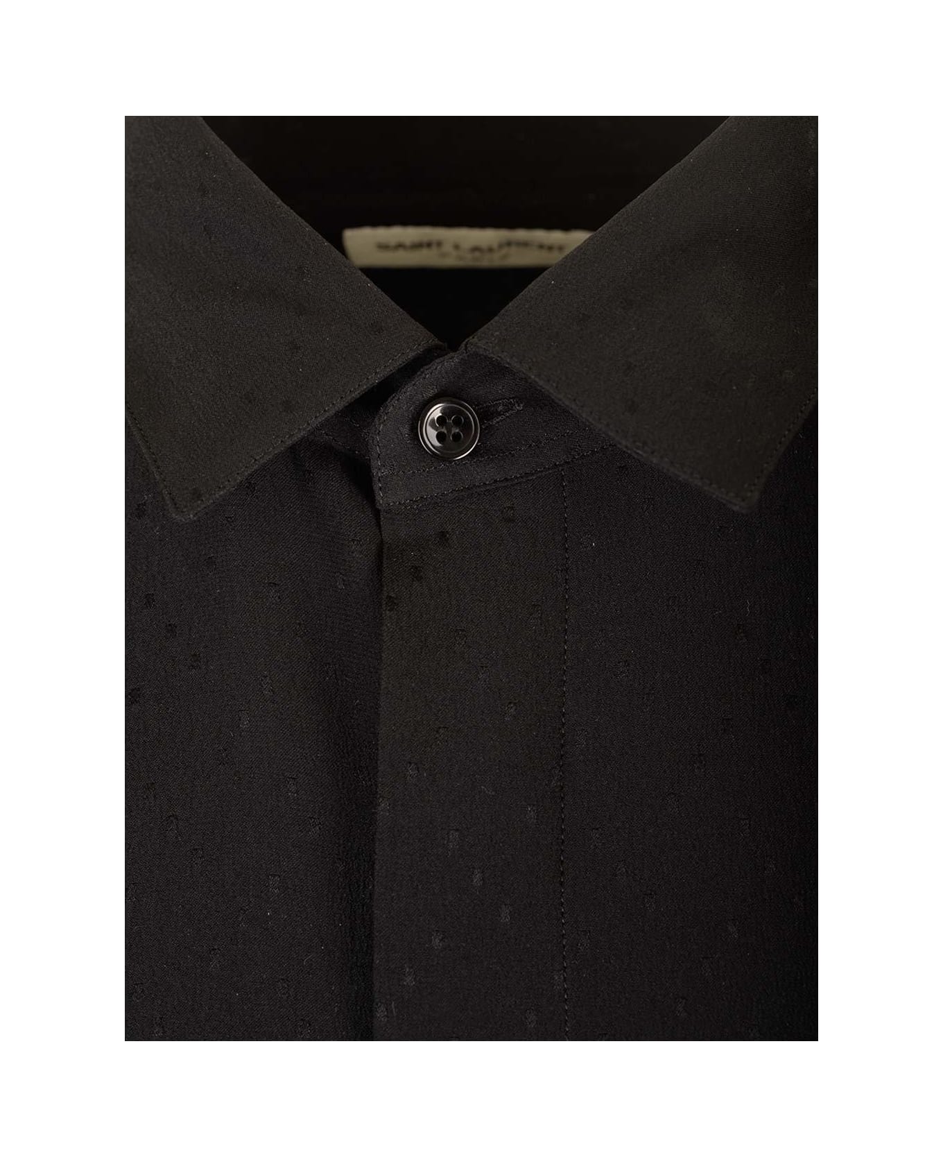 Saint Laurent Plumetis Silk Shirt - Black シャツ
