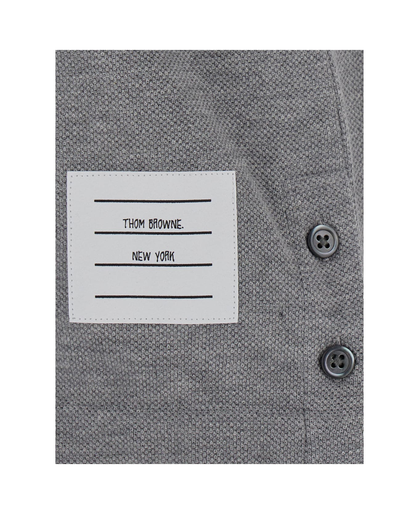 Thom Browne Relaxed Fit Short Sleeve Polo W/ Center Back Rwb Stripe In Classic Pique - Grey