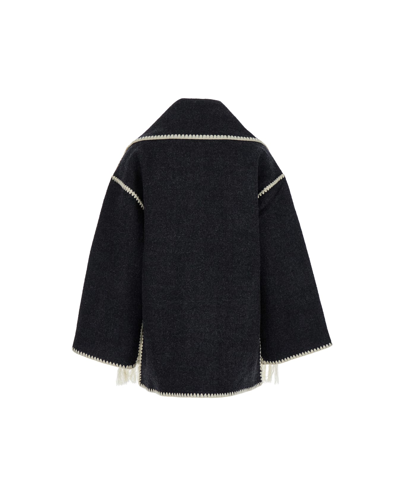 Totême Grey Wool Jacket With Scarf Woman - Nero