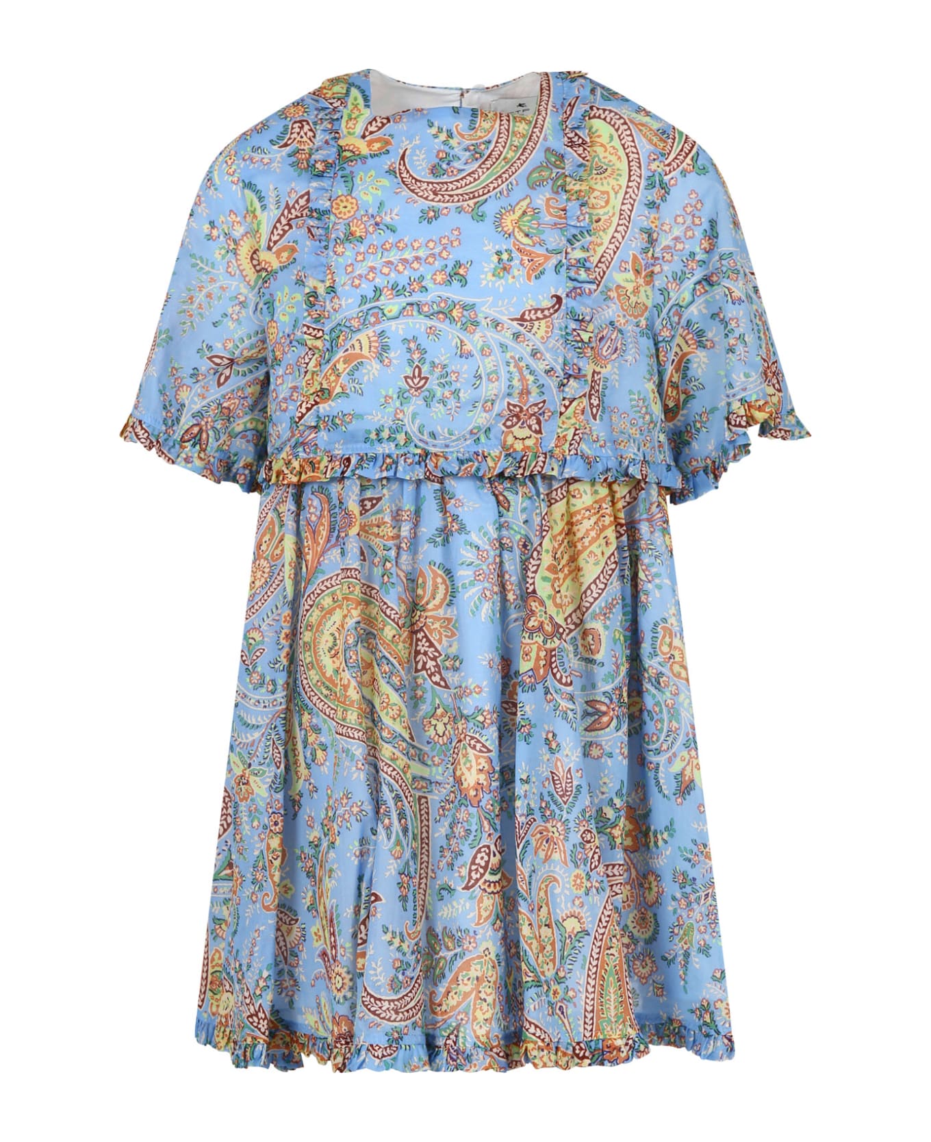 Etro Light Blue Dress For Girl With Paisley Pattern - Light Blue