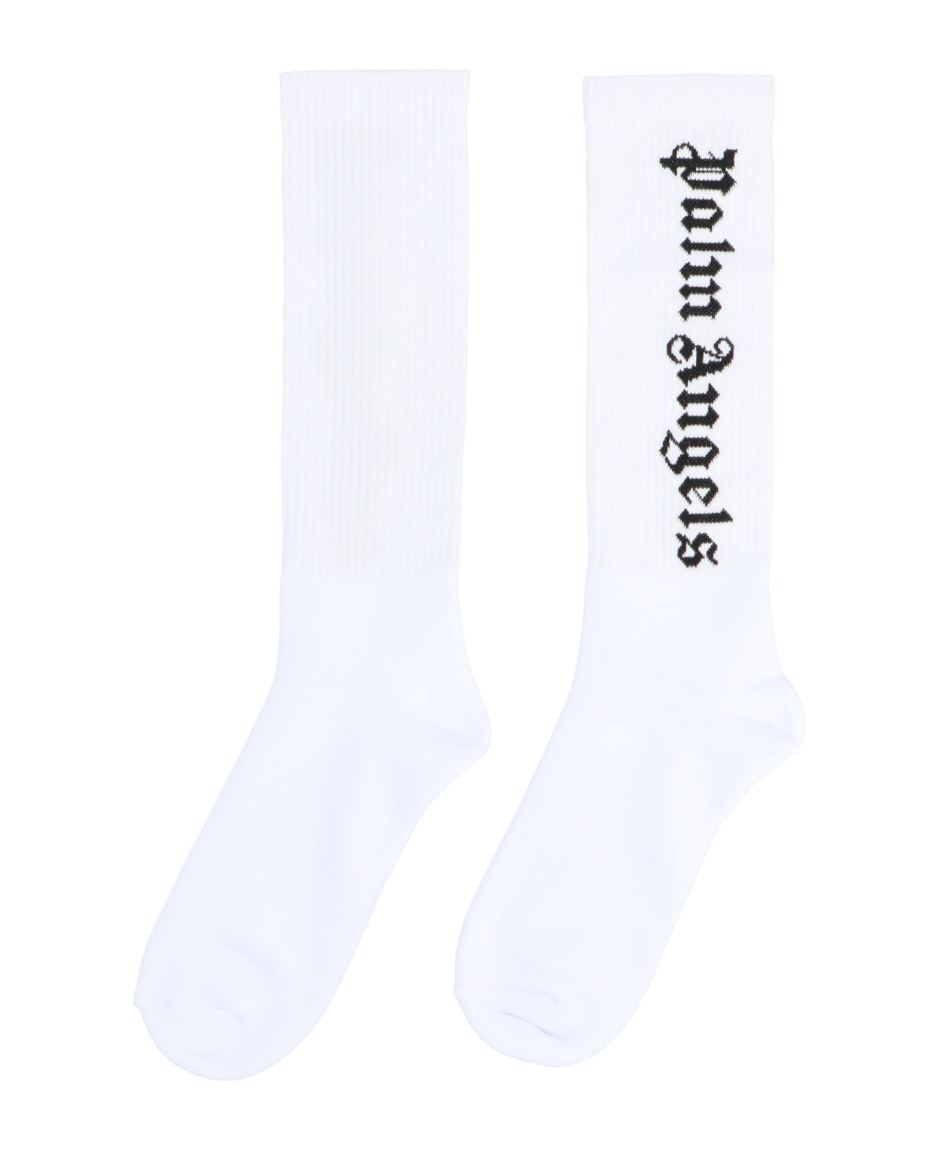 Palm Angels 'vertical Logo' Socks - White/Black