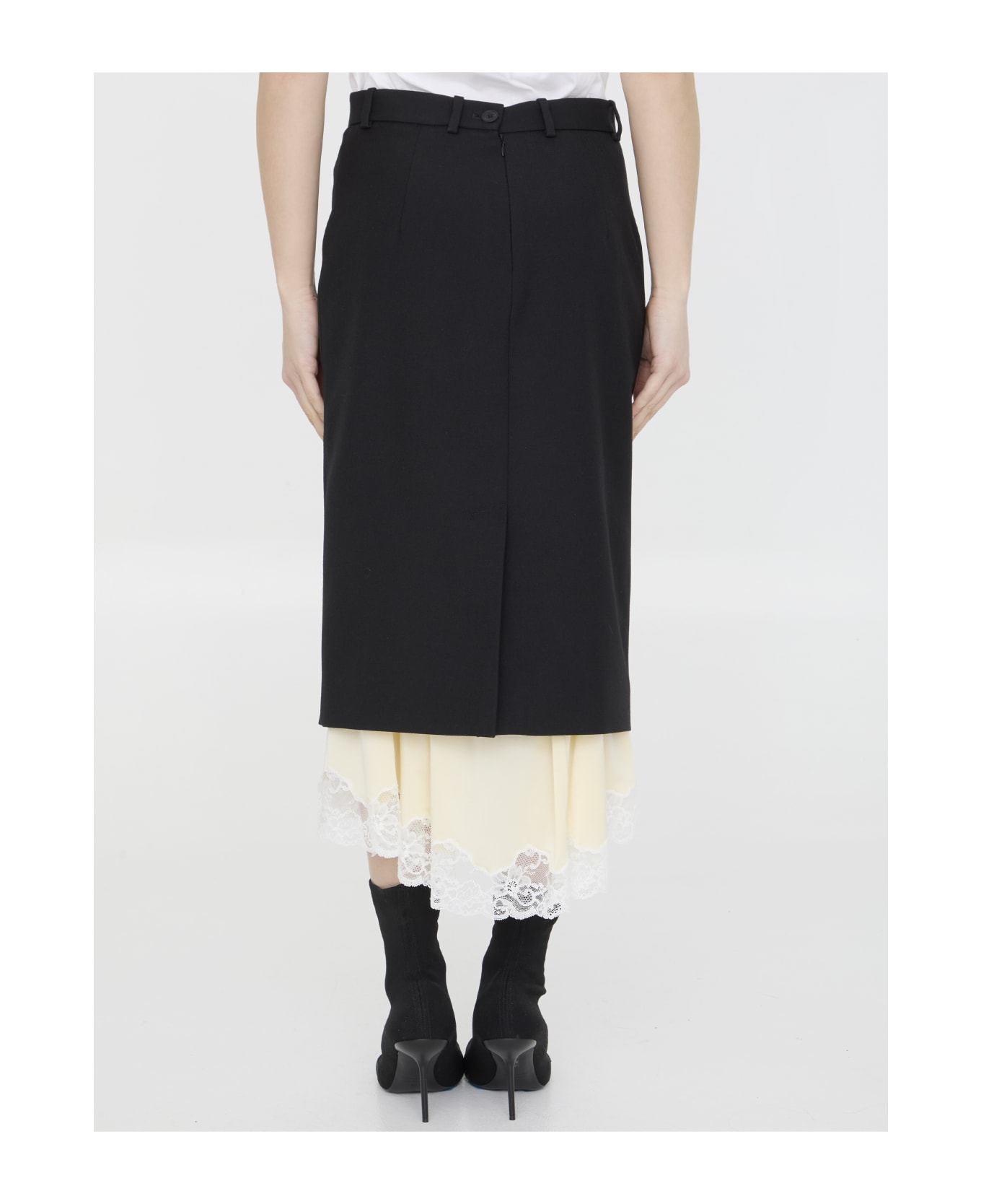 Balenciaga Lingerie Tailored Skirt - BLACK / CREAM